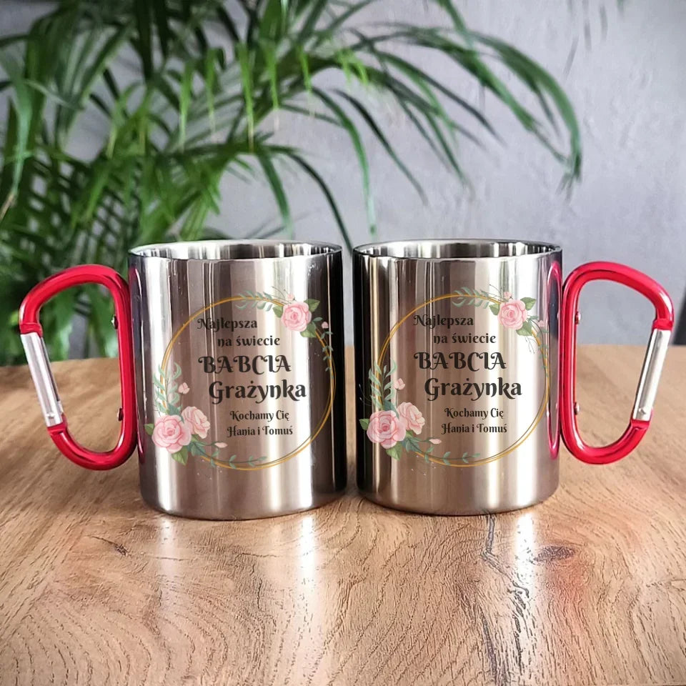 Najlepsza babcia na świecie | Personalizowany kubek metalowy dla babci B04 - StoryCups.pl