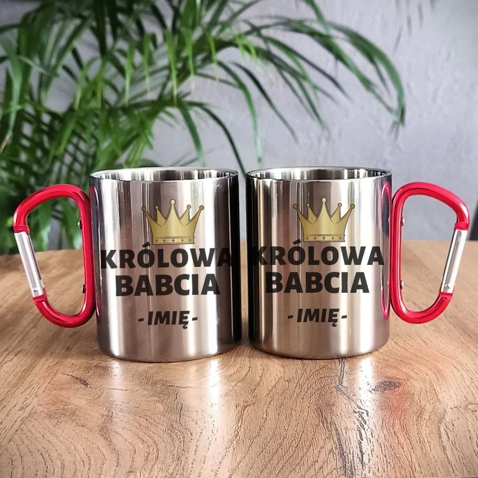 Metalowy kubek dla babci - prezent na Dzień Babci, urodziny, święta - ucho karabińczyk