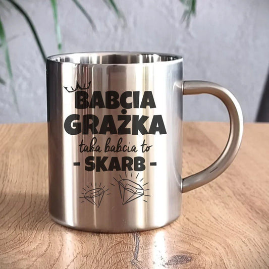 Metalowy kubek dla babci - prezent na Dzień Babci, urodziny, święta