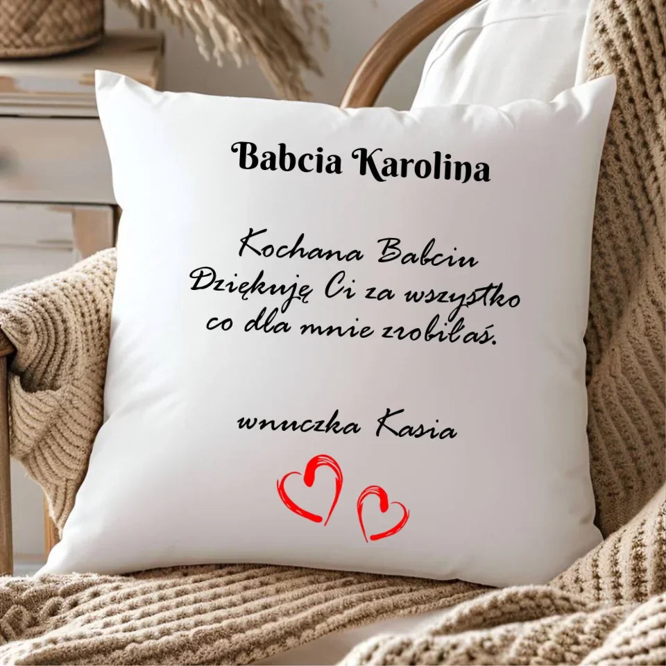 Kochana Babciu | Personalizowana poduszka dla babci B21 - StoryCups.pl