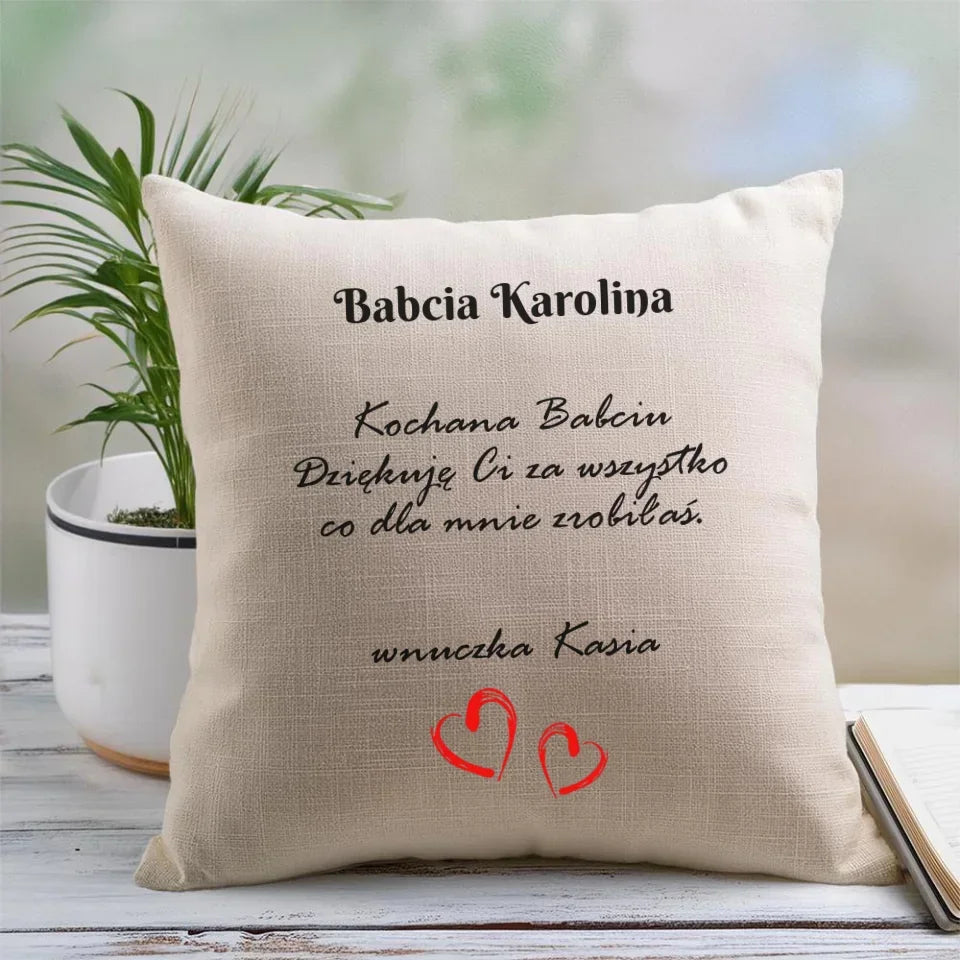 Kochana Babciu | Personalizowana poduszka dla babci B21 - StoryCups.pl