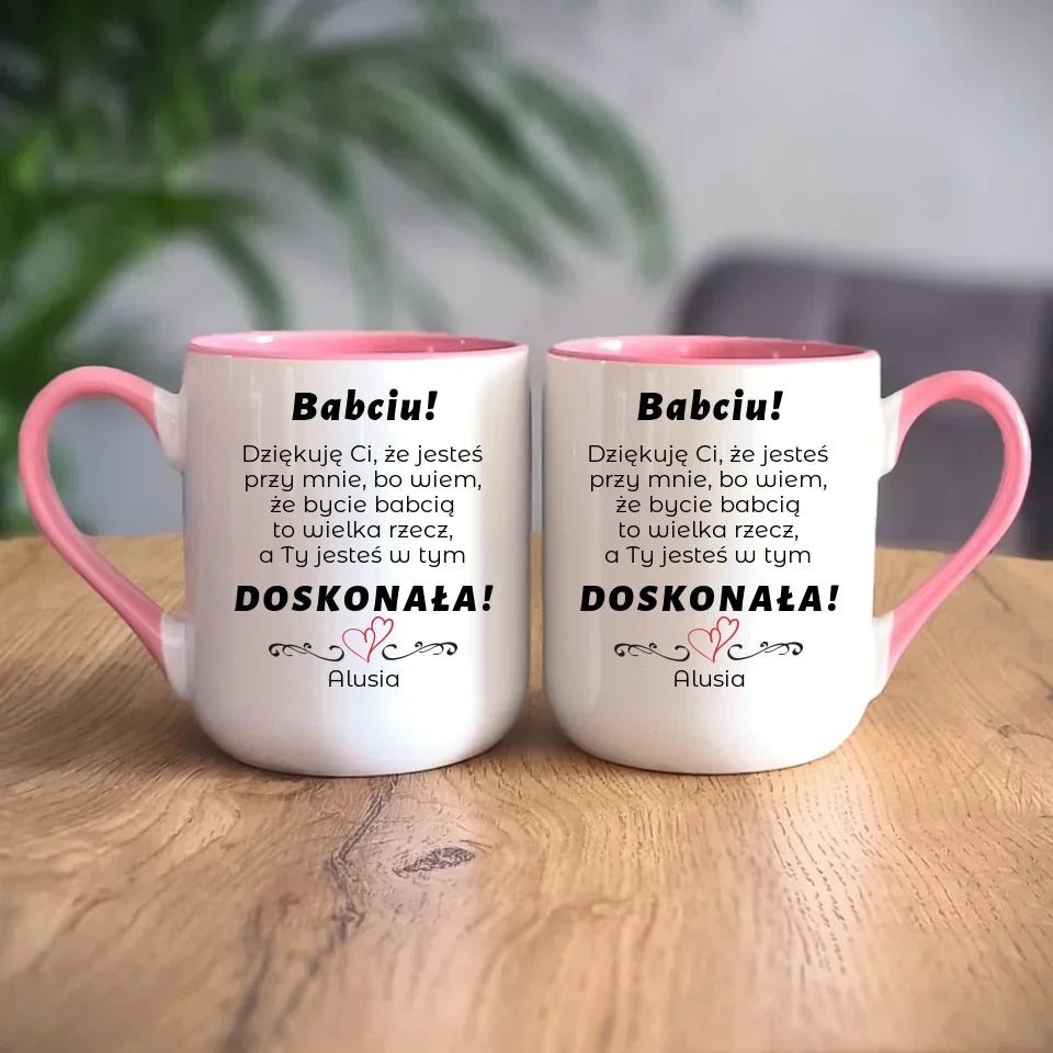 Babciu jesteś doskonała | Kubek z dedykacją dla babci B22 - StoryCups.pl