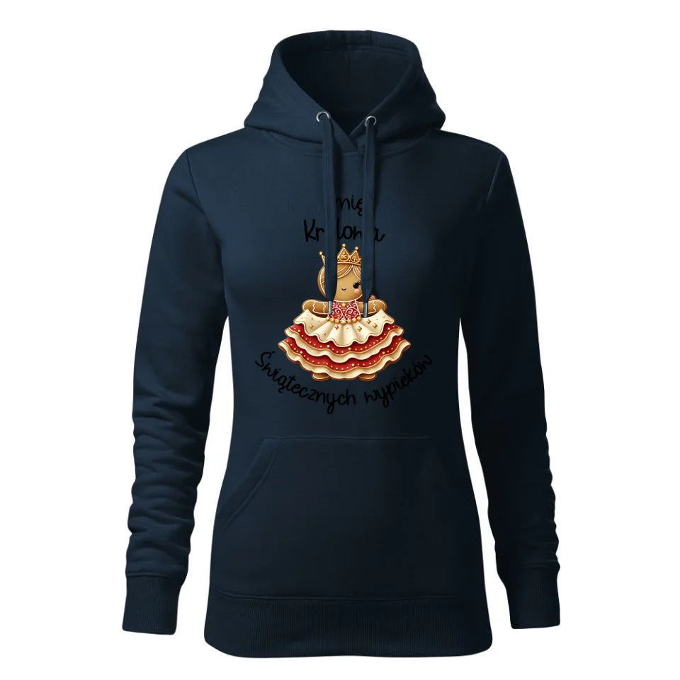 Świąteczna bluza damska z kapturem granatowa na prezent personalizacja hoodie Święta Boże Narodzenie Mikołajki