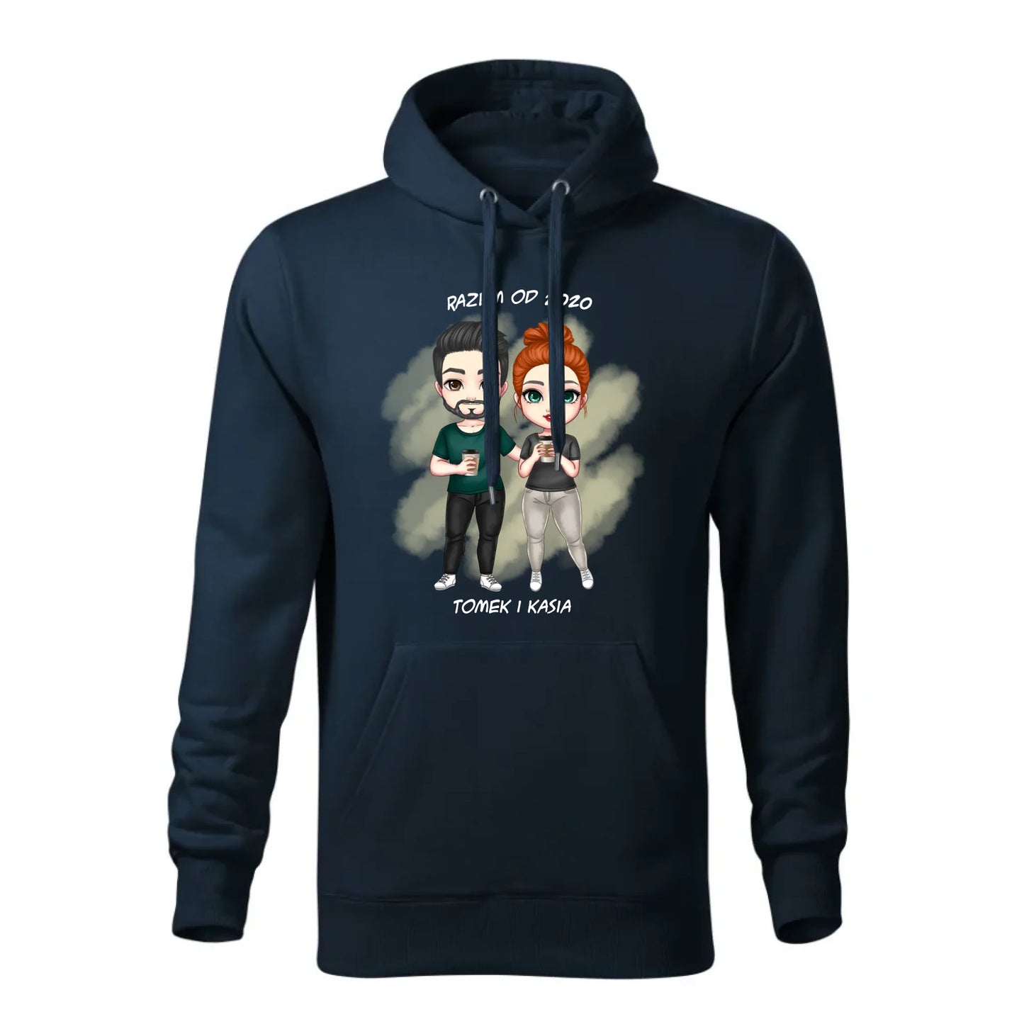 Personalizowana jesienna bluza z kapturem na prezent - granatowa - nadruk - hoodie