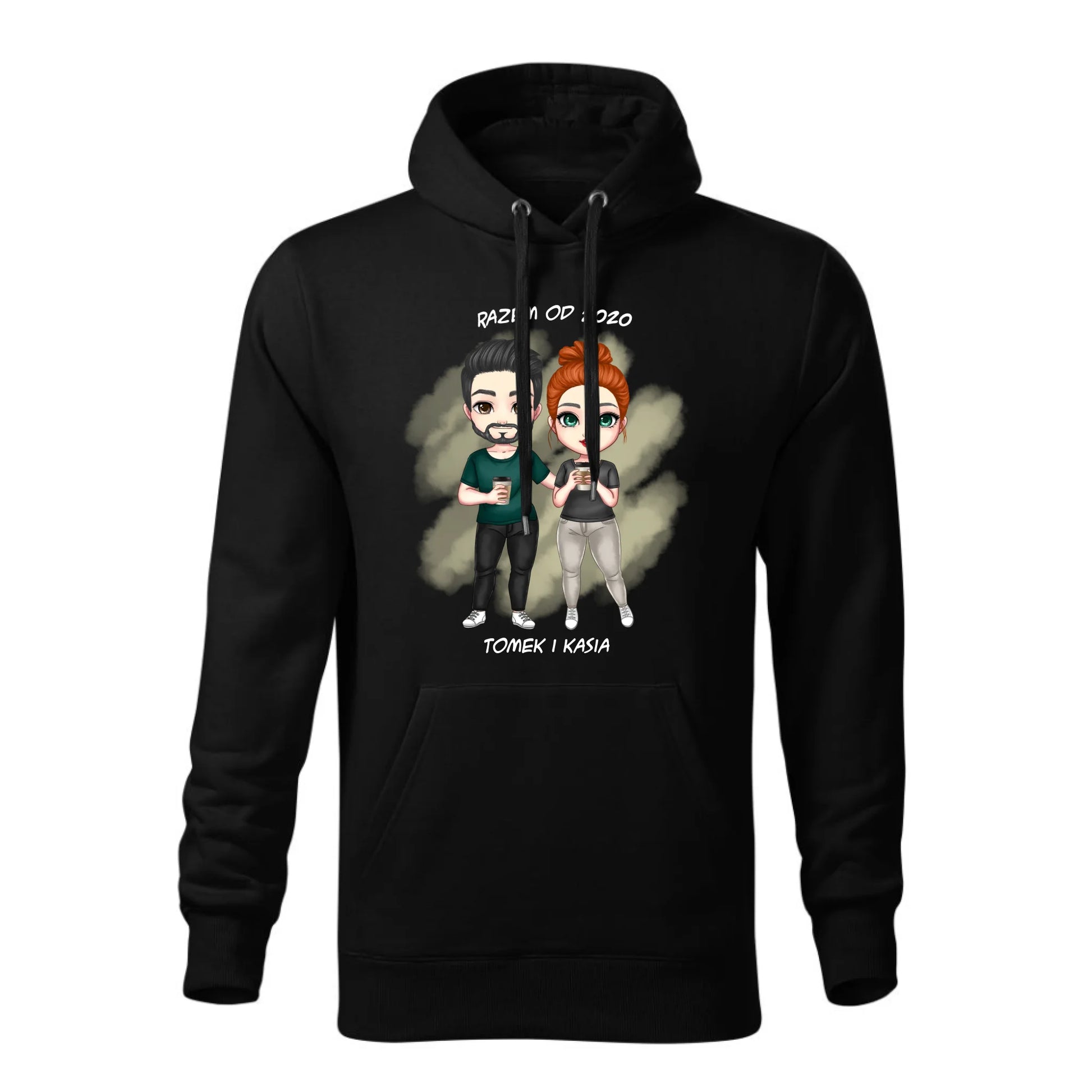 Personalizowana jesienna bluza z kapturem na prezent - czarna - nadruk - hoodie