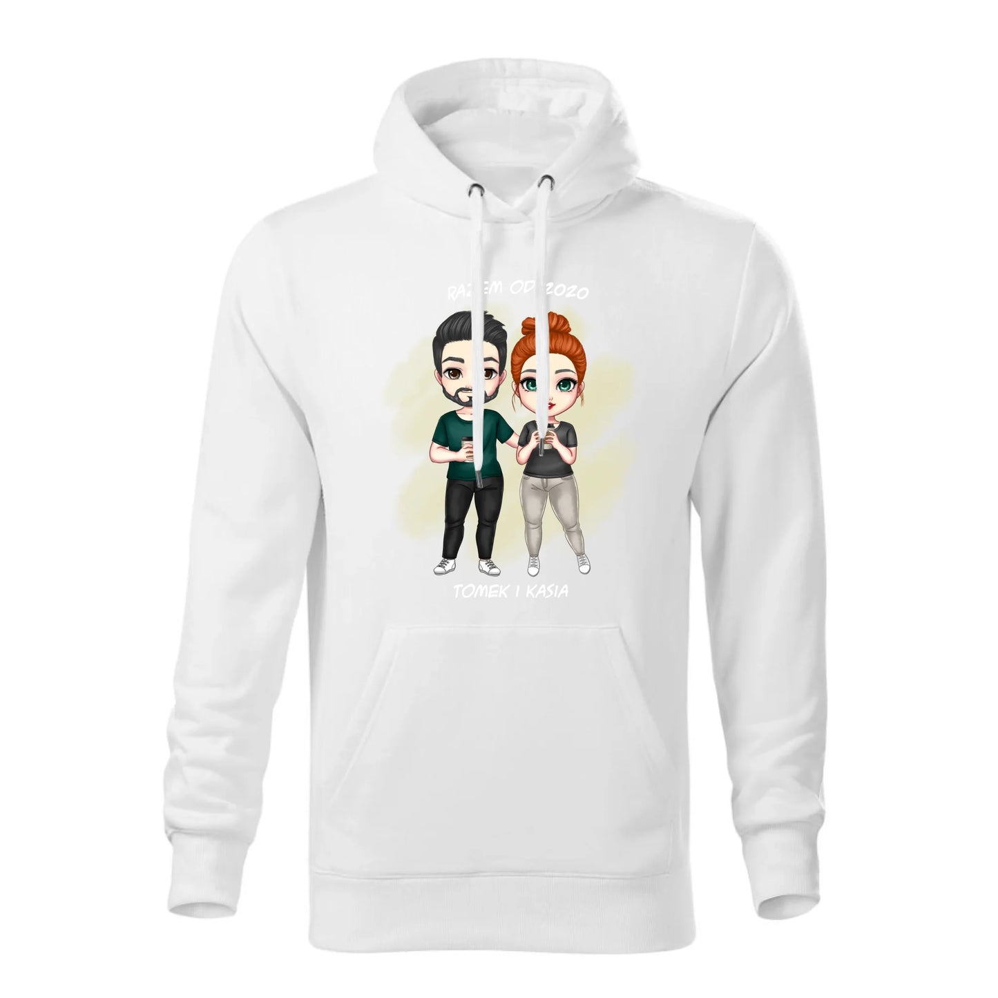 Personalizowana jesienna bluza z kapturem na prezent - biała - nadruk - hoodie