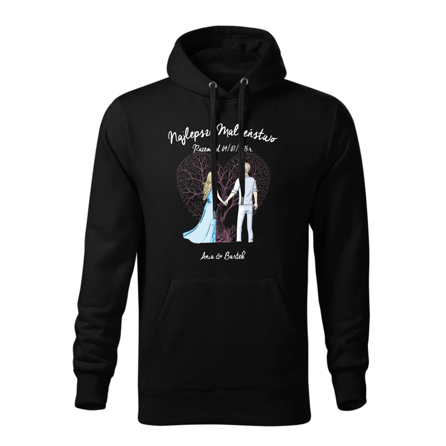 Personalizowana jesienna bluza z kapturem na prezent - czarna - nadruk - hoodie