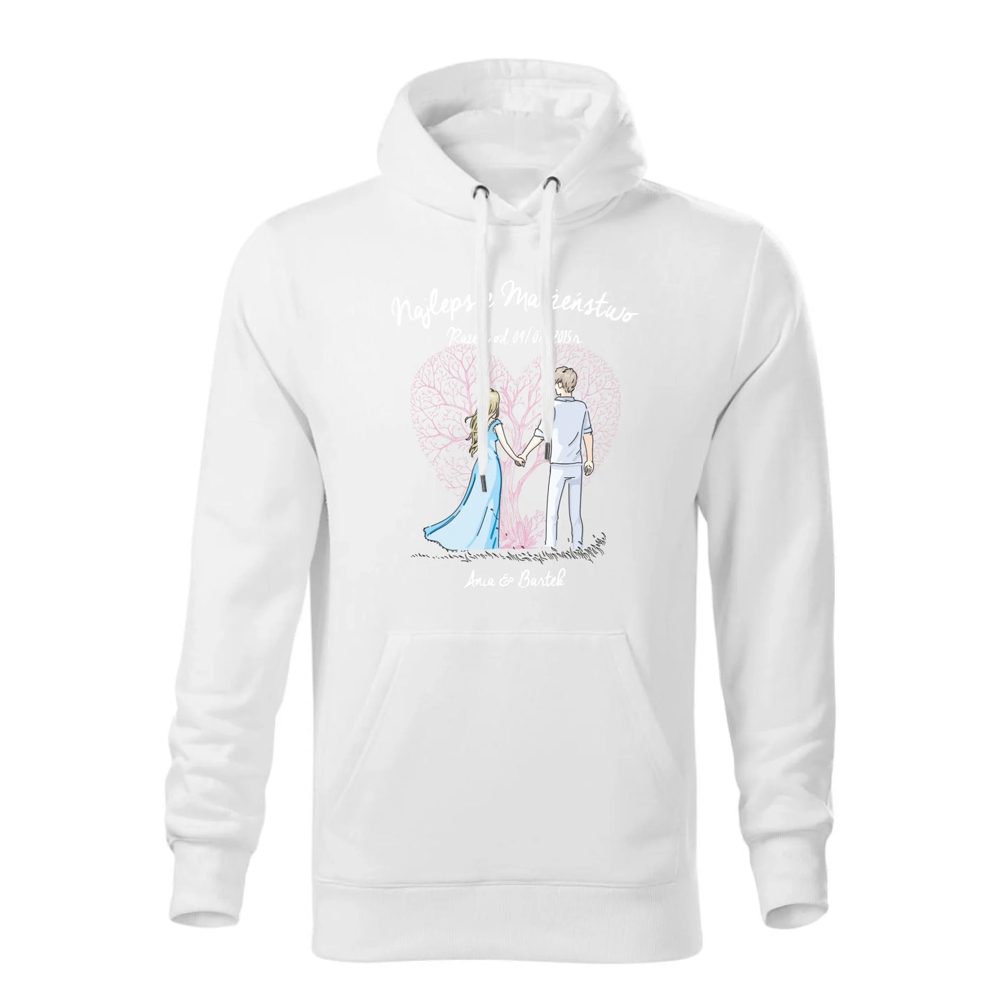 Personalizowana jesienna bluza z kapturem na prezent - biała - nadruk - hoodie