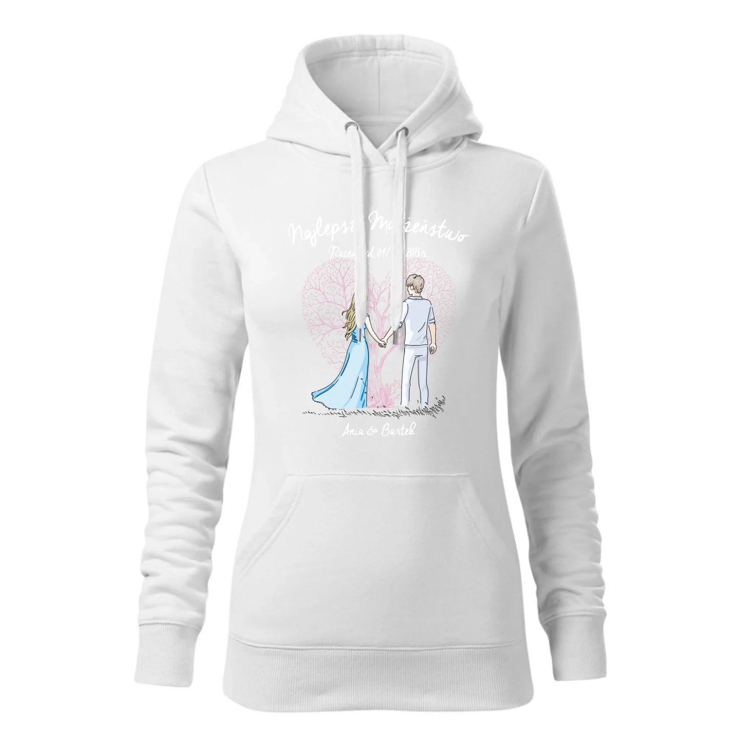 Damska bluza z kapturem biała - hoodie - StoryCups.pl