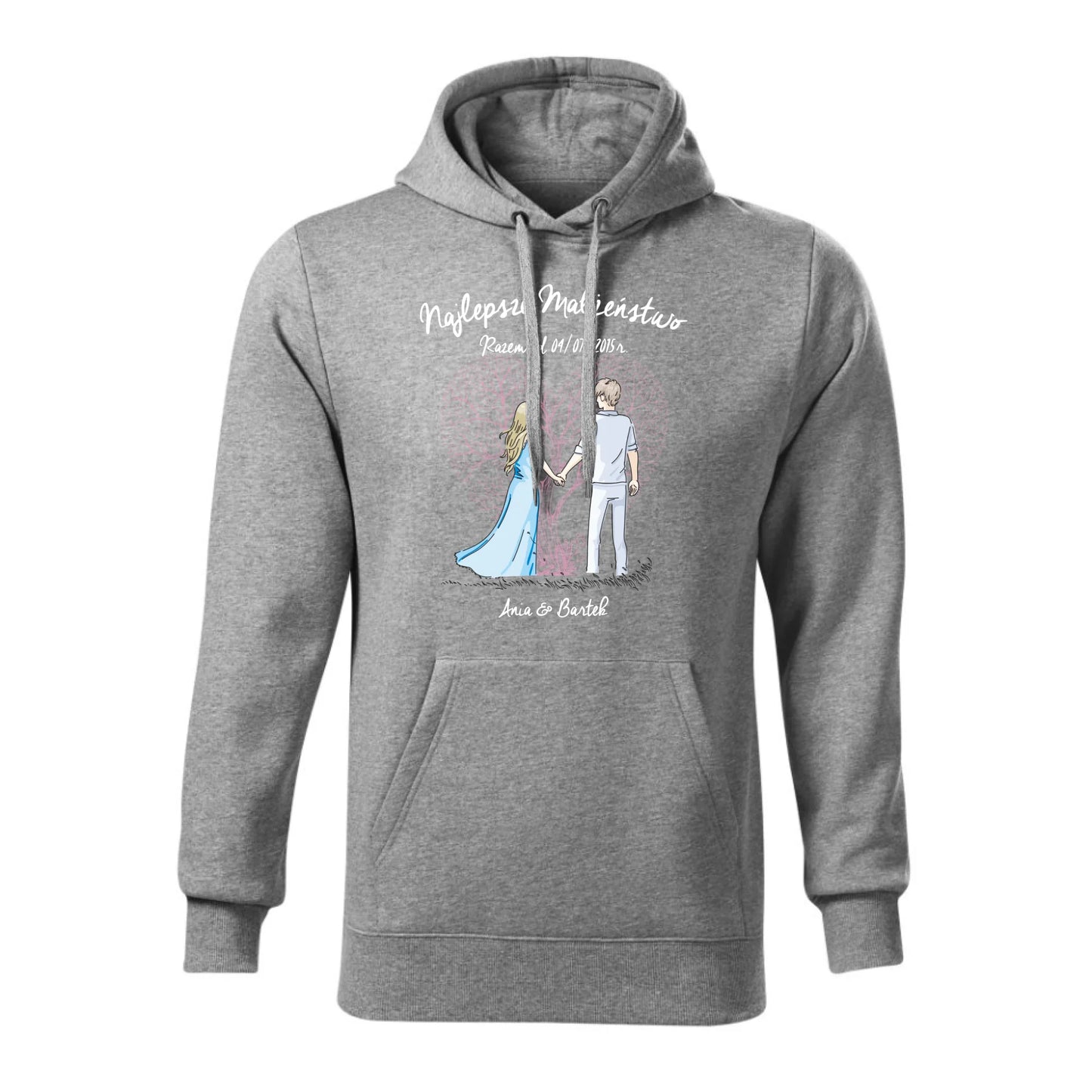 Personalizowana jesienna bluza z kapturem na prezent - szara - nadruk - hoodie