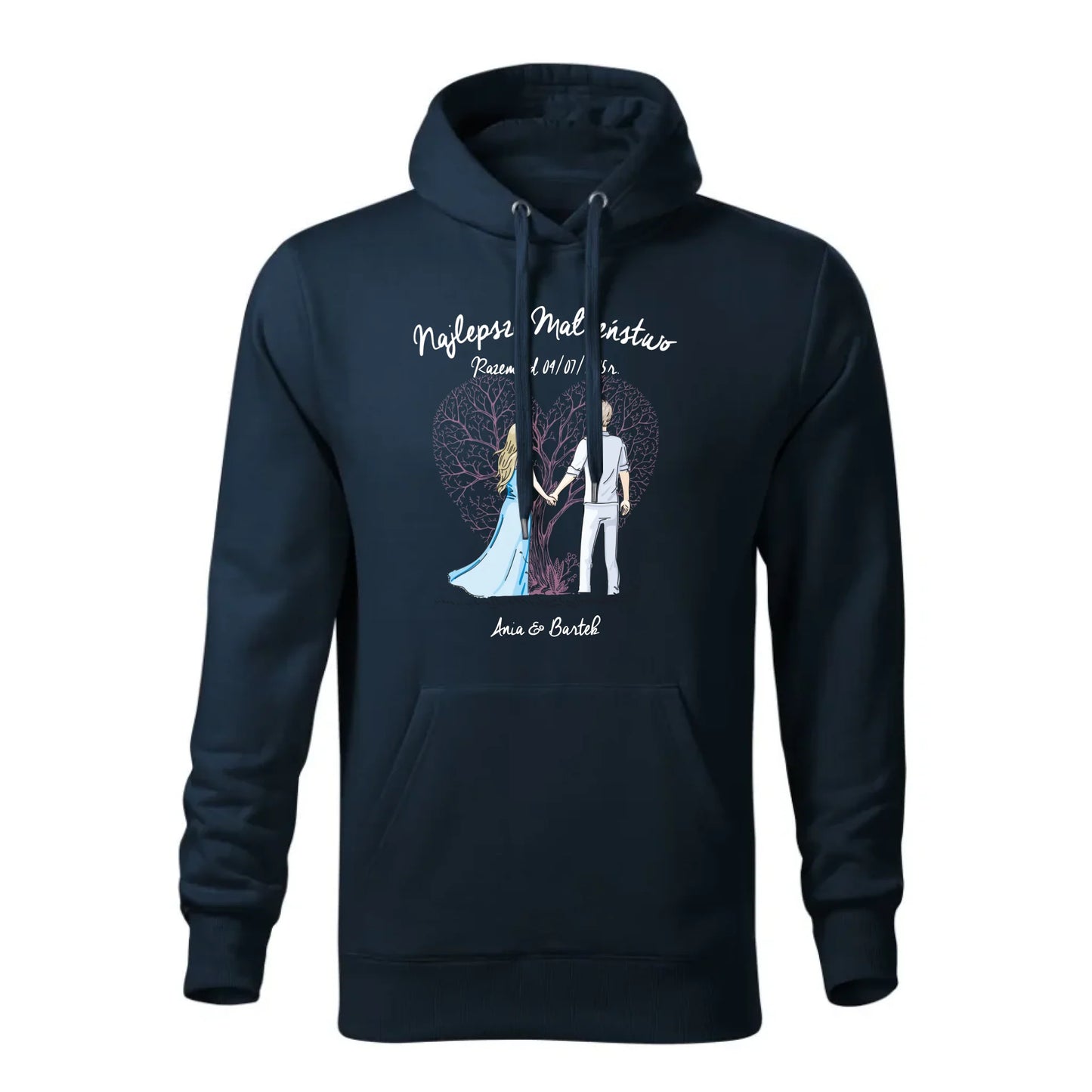 Personalizowana jesienna bluza z kapturem na prezent - granatowa - nadruk - hoodie