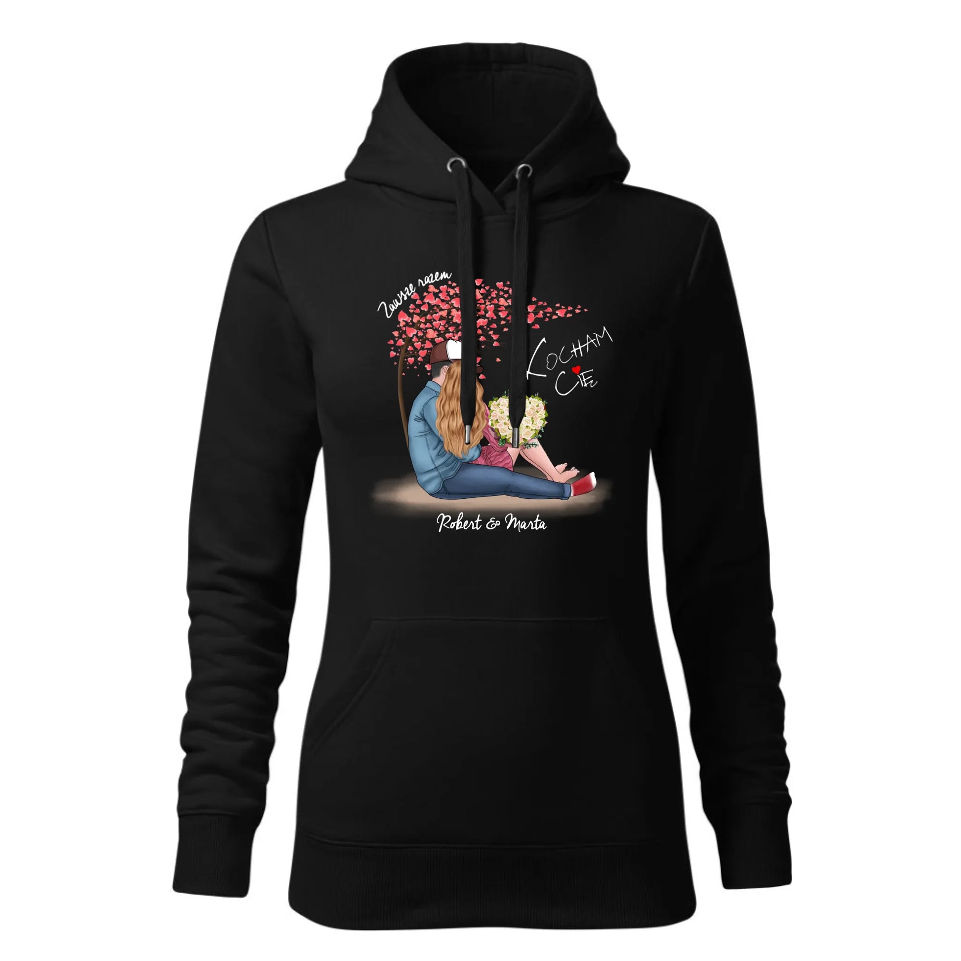 Damska bluza z kapturem czarna - hoodie - StoryCups.pl