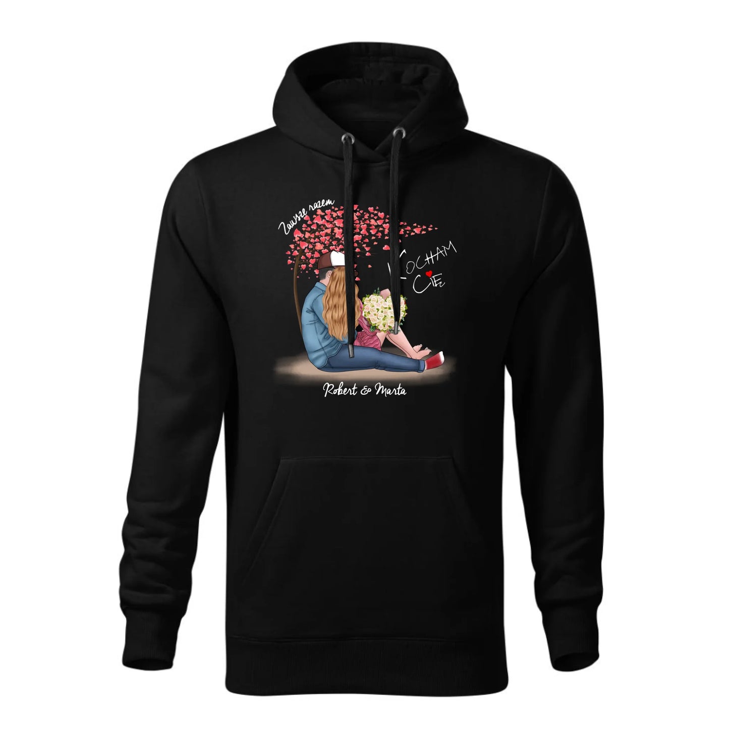 Personalizowana jesienna bluza z kapturem na prezent - czarna - nadruk - hoodie