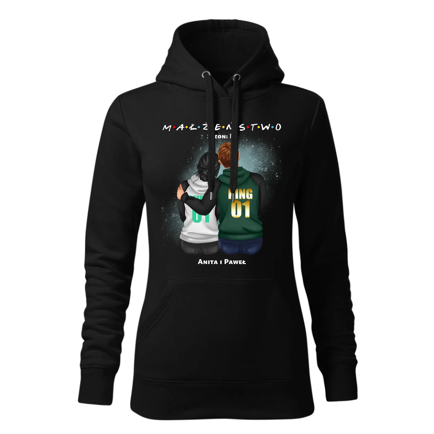 Damska bluza z kapturem czarna - hoodie - StoryCups.pl