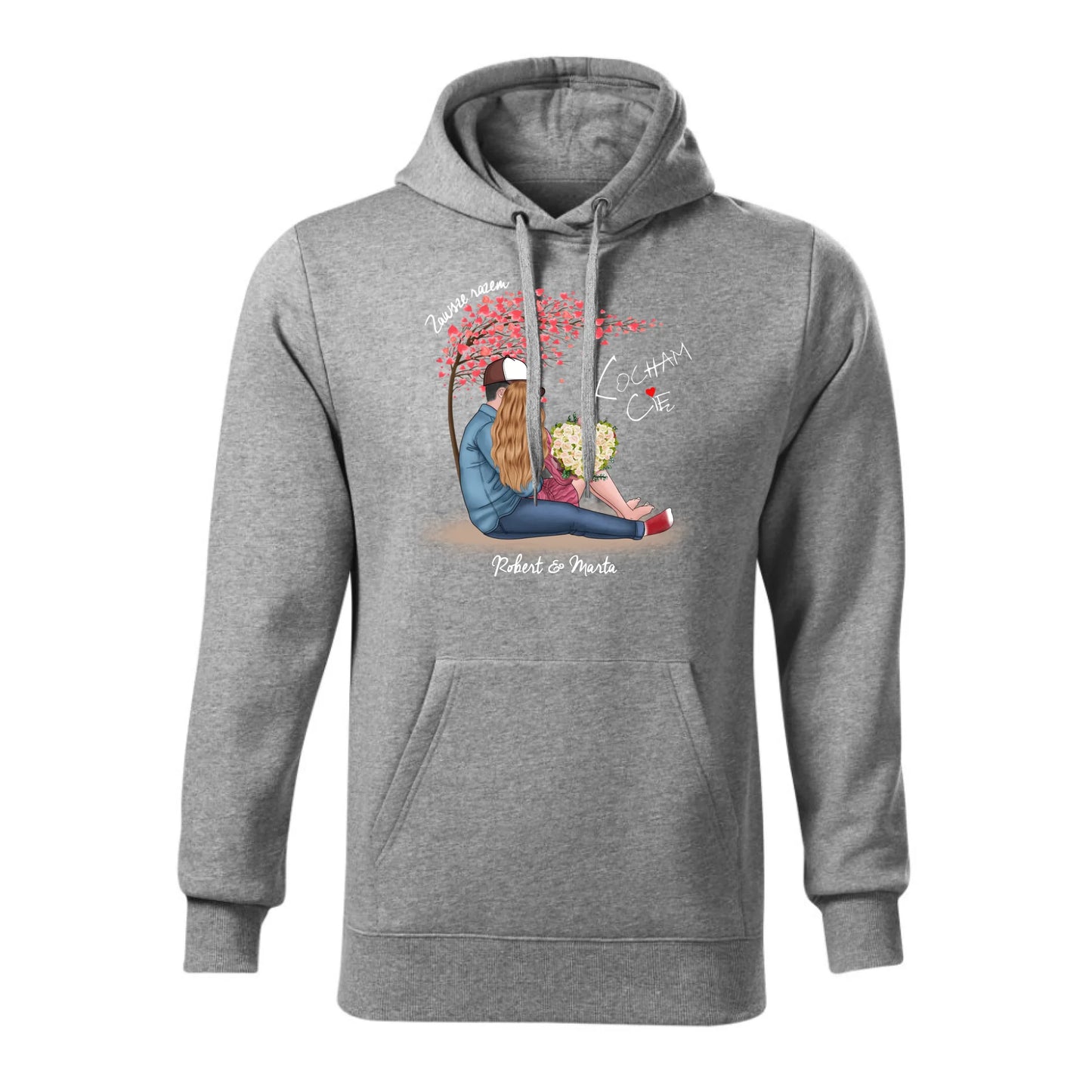 Personalizowana jesienna bluza z kapturem na prezent - szara - nadruk - hoodie