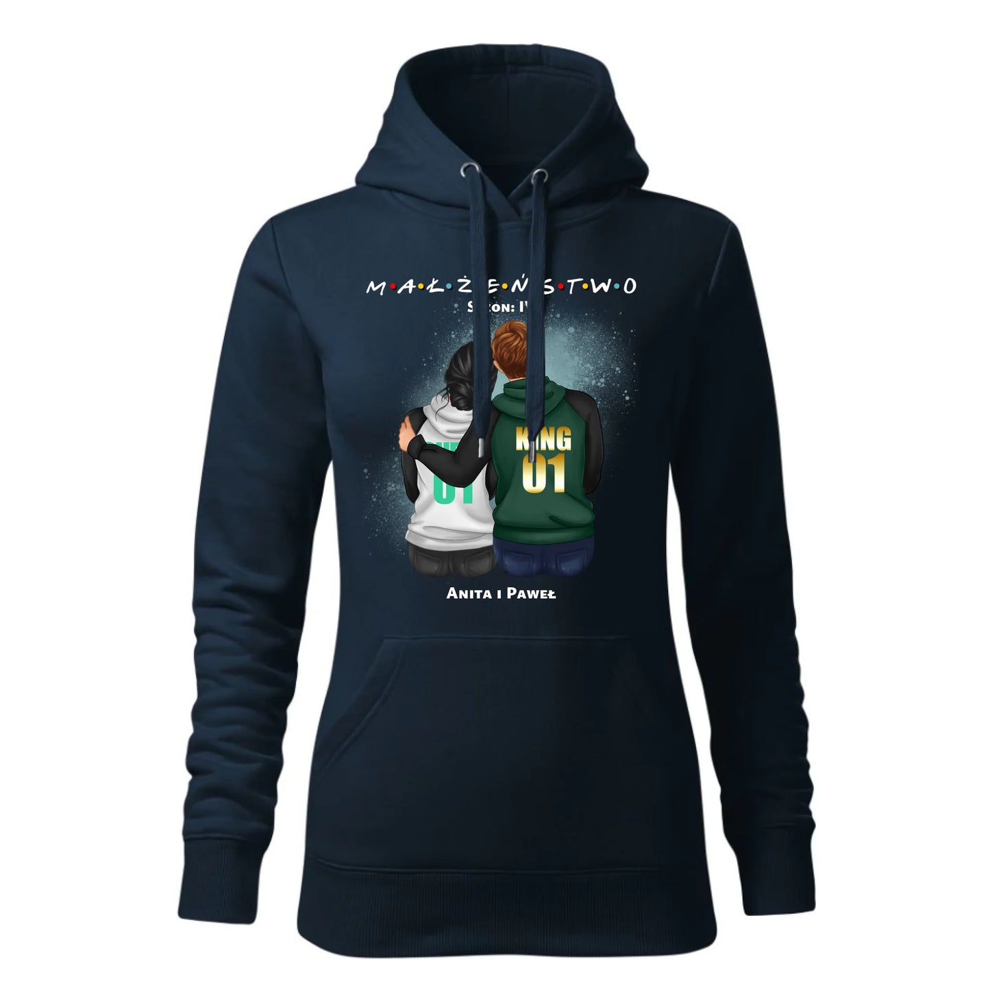 Damska bluza z kapturem granatowa - hoodie - StoryCups.pl