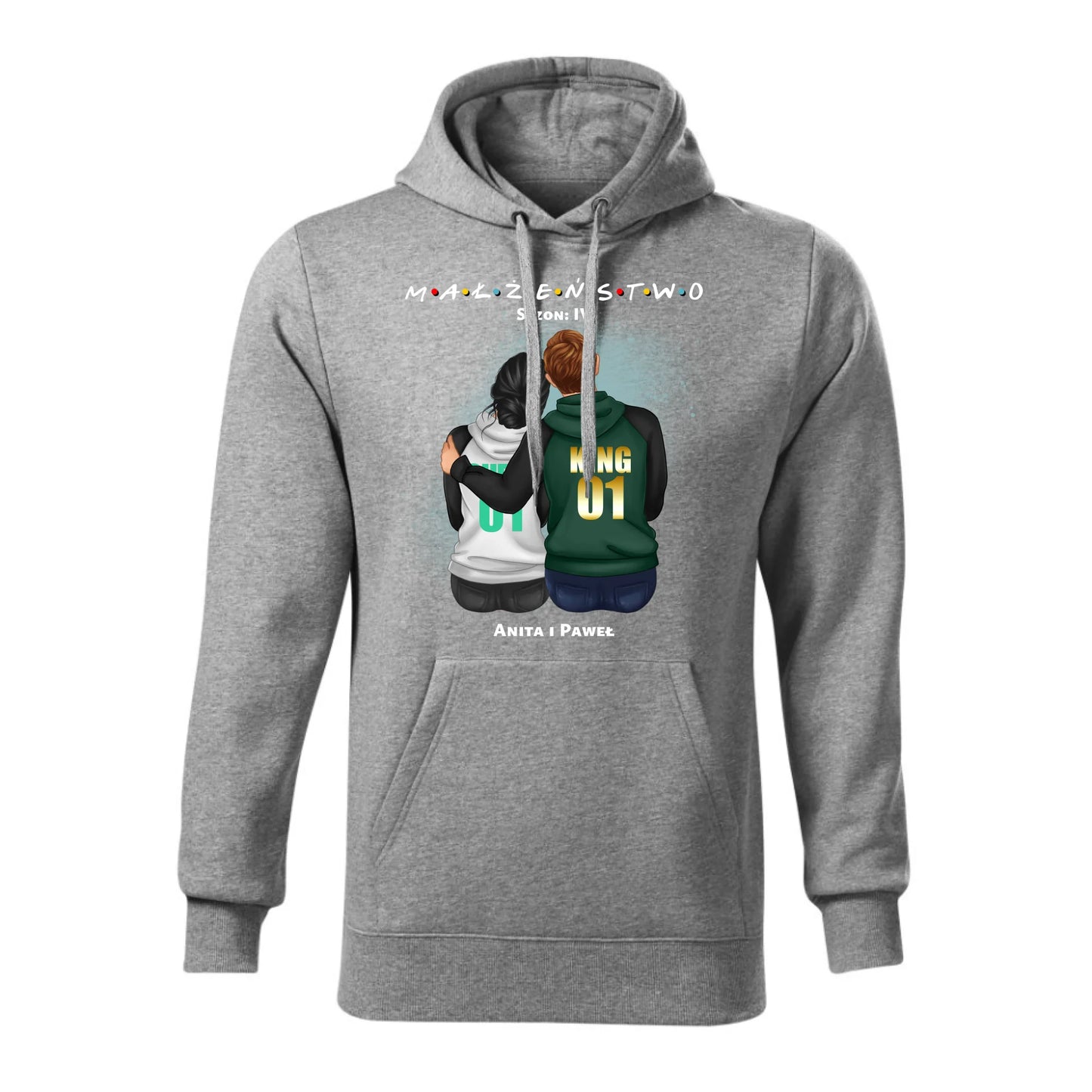 Personalizowana jesienna bluza z kapturem na prezent - szara - nadruk - hoodie