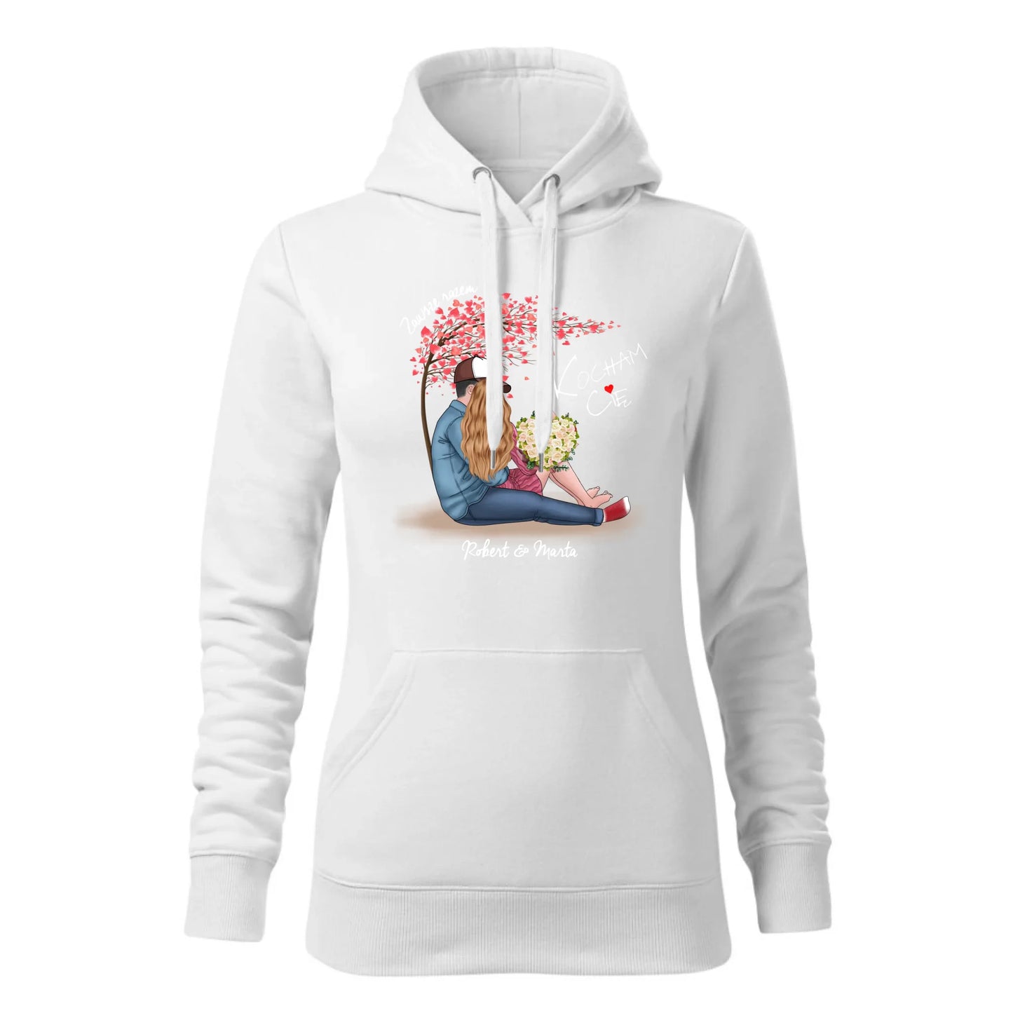 Damska bluza z kapturem biała - hoodie - StoryCups.pl