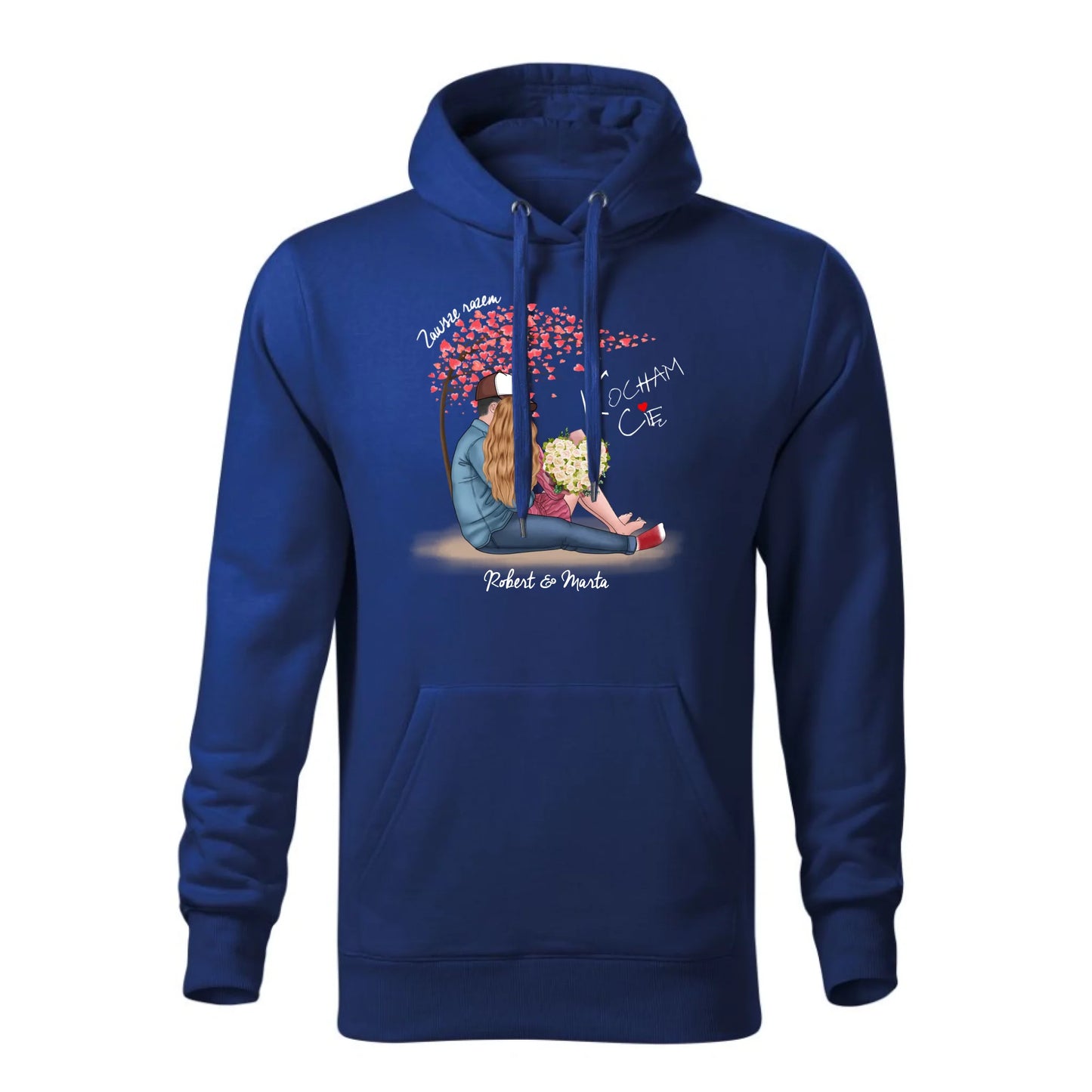 Personalizowana jesienna bluza z kapturem na prezent - niebieska - nadruk - hoodie