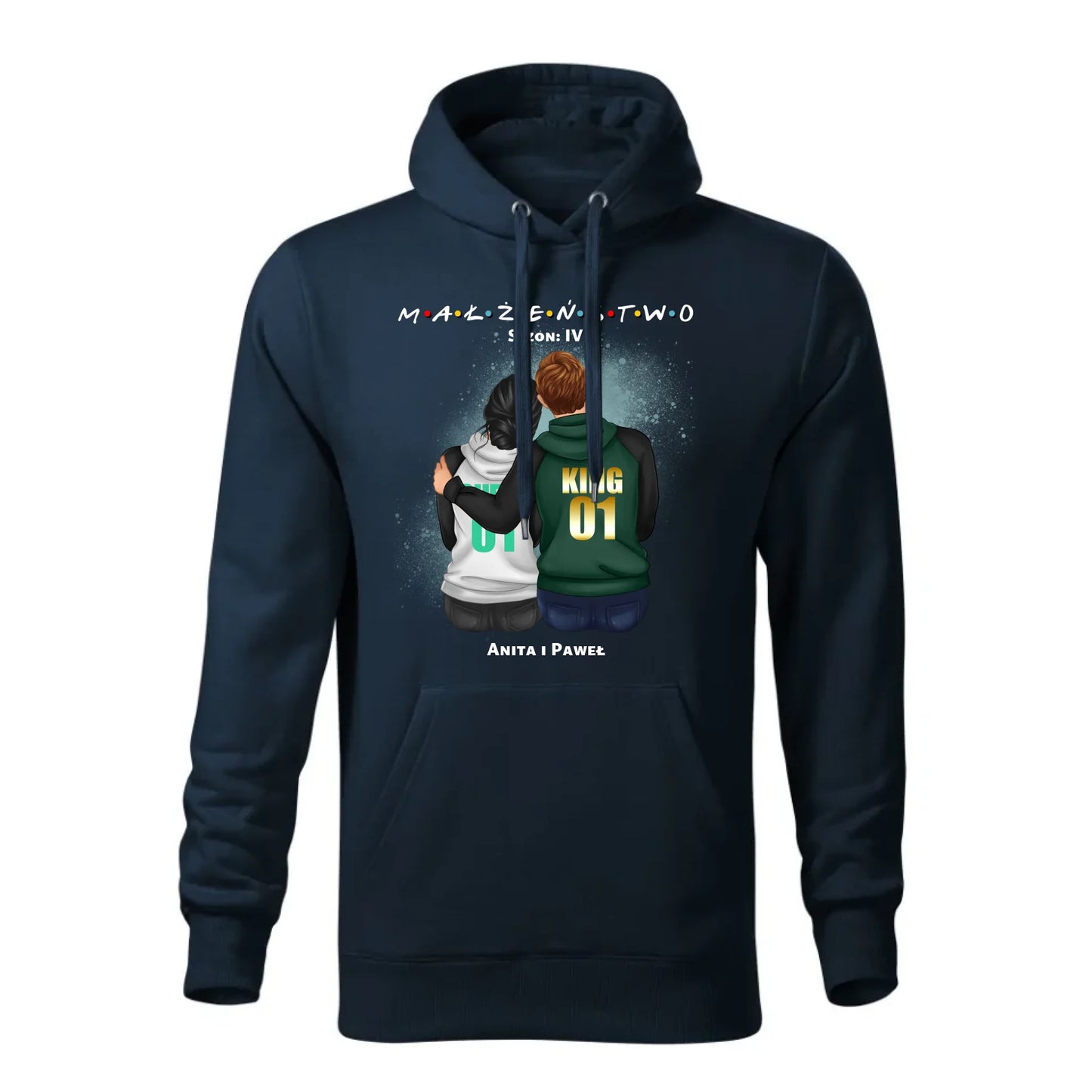 Personalizowana jesienna bluza z kapturem na prezent - granatowa - nadruk - hoodie