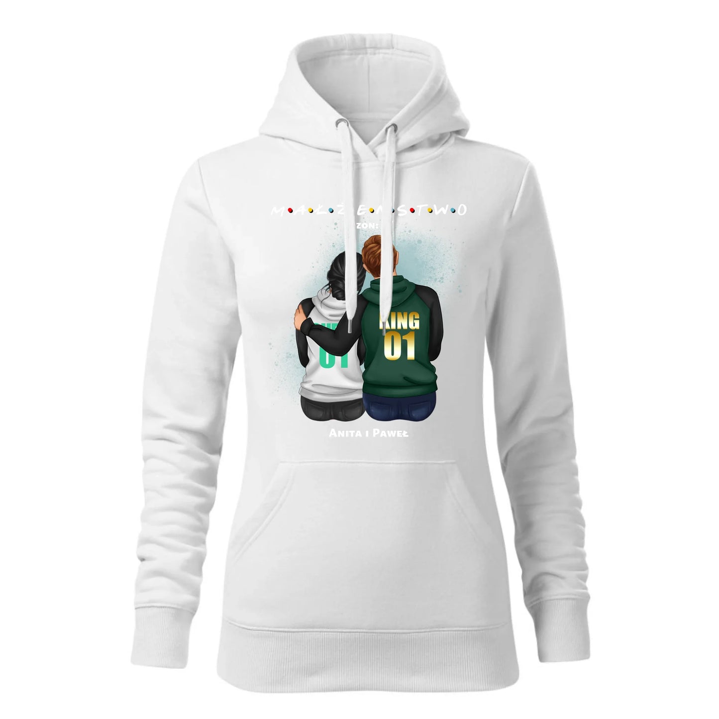 Damska bluza z kapturem biała - hoodie - StoryCups.pl