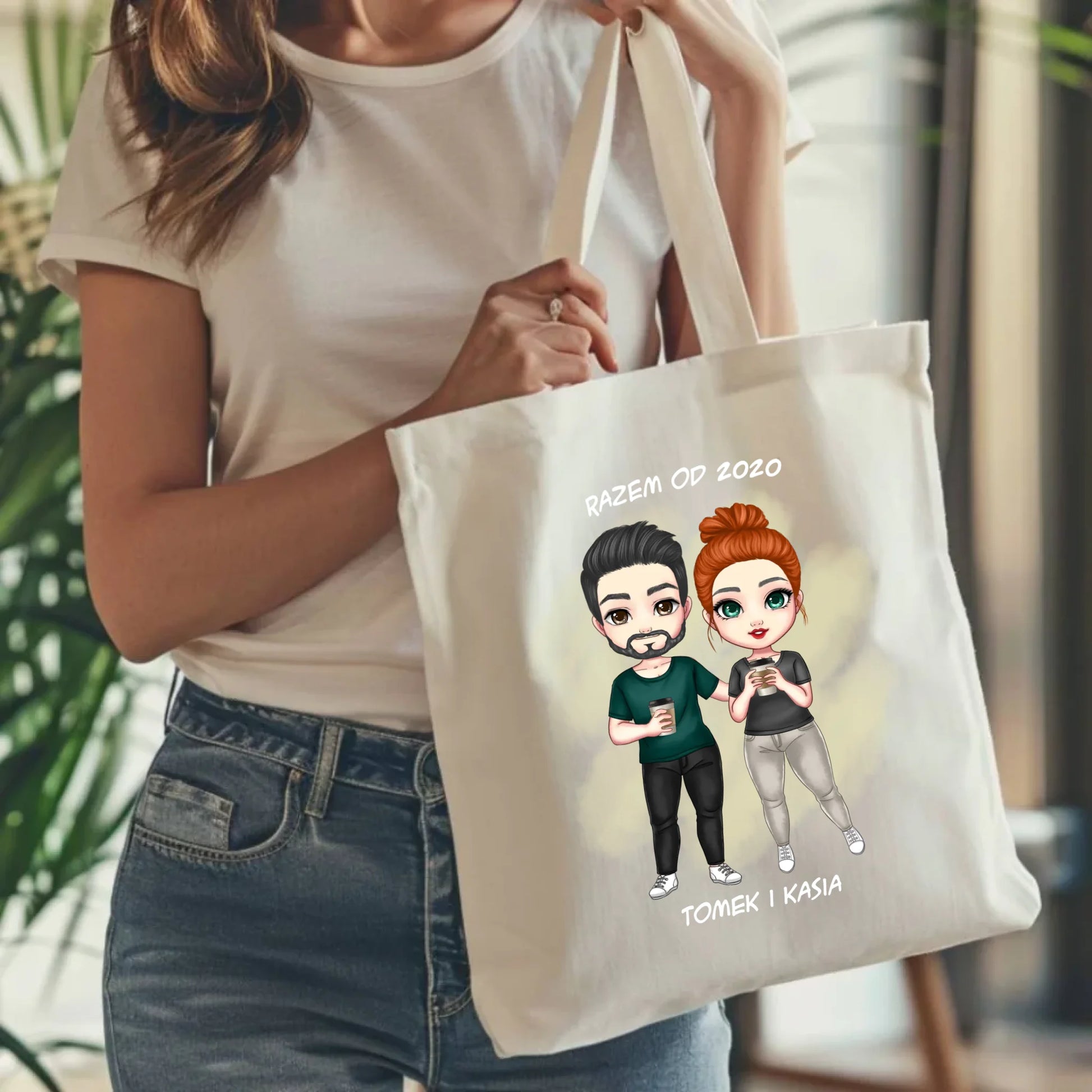 Torba tote bag z nadrukiem na prezent naturalna