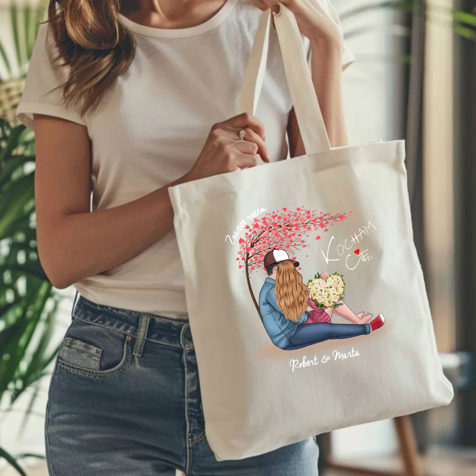 Torba tote bag z nadrukiem na prezent naturalna