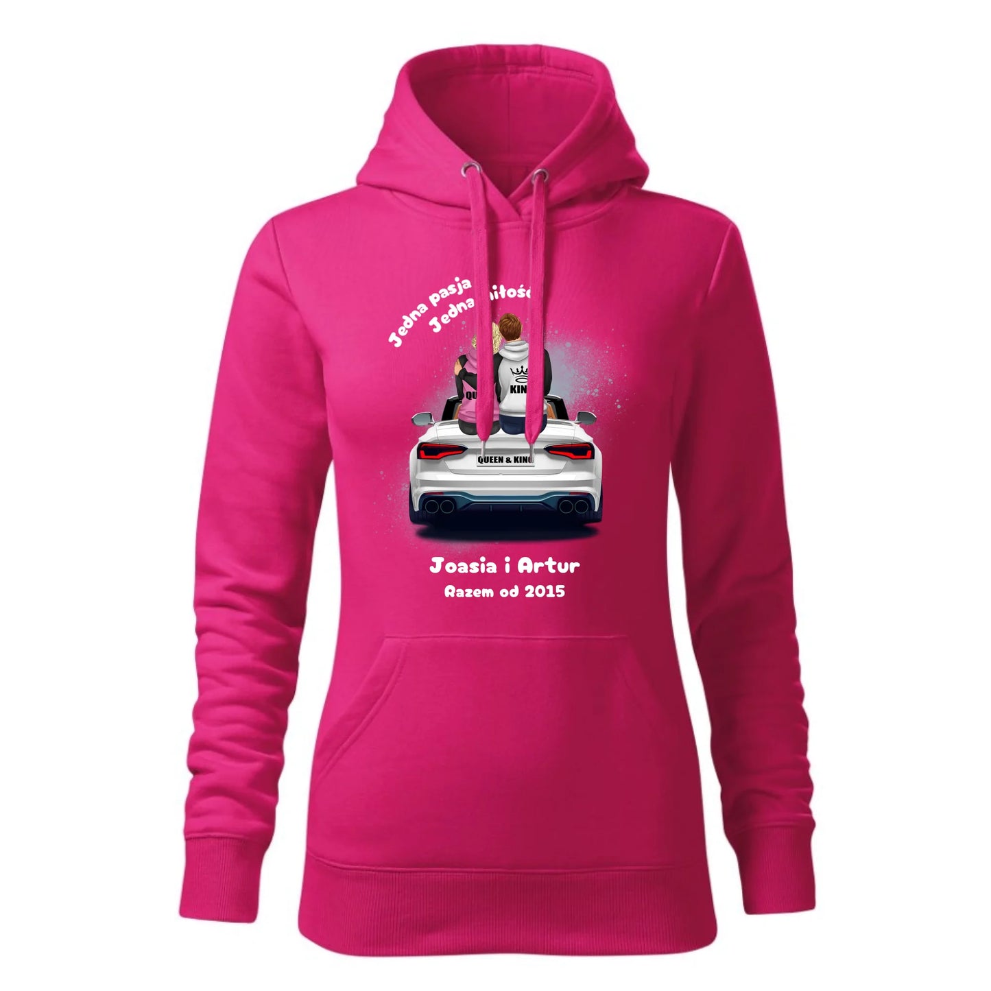 Damska bluza z kapturem różowa - hoodie - StoryCups.pl