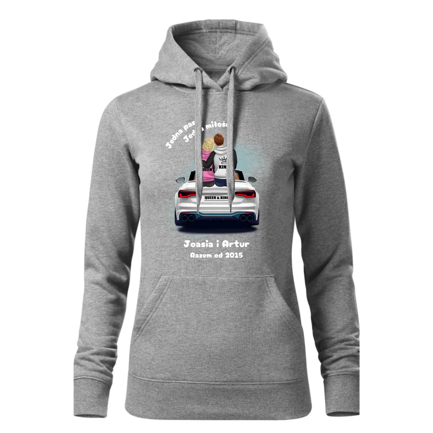 Damska bluza z kapturem szara - hoodie - StoryCups.pl