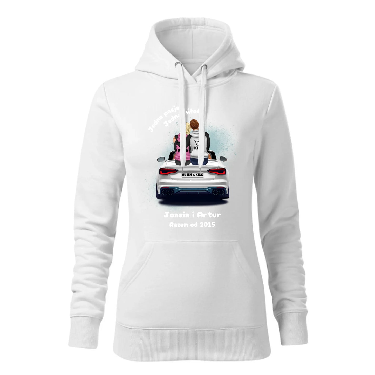 Damska bluza z kapturem biała - hoodie - StoryCups.pl