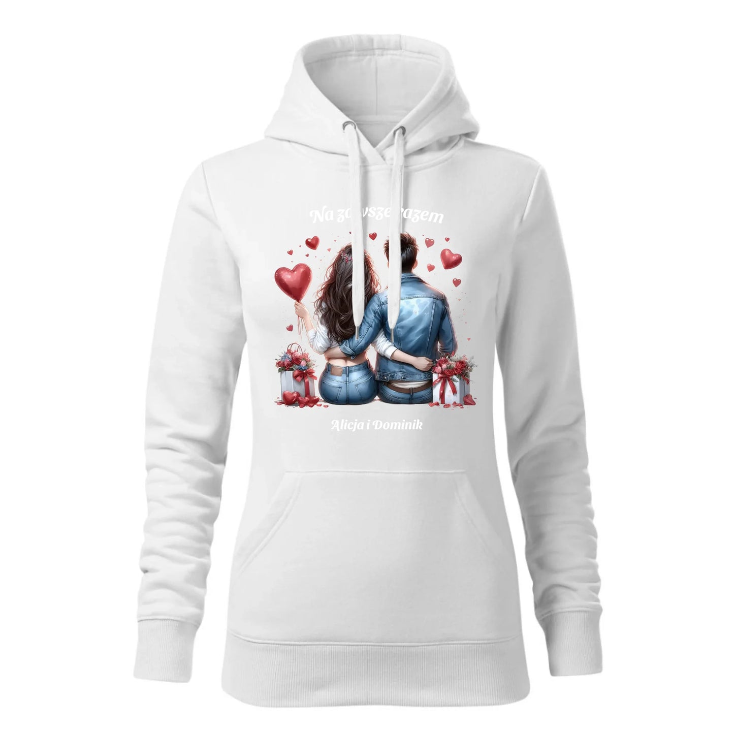 Damska bluza z kapturem biała - hoodie - StoryCups.pl