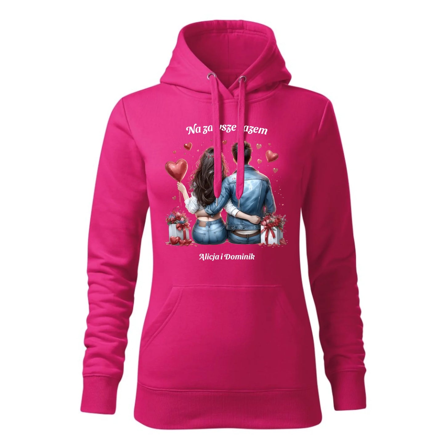 Damska bluza z kapturem różowa - hoodie - StoryCups.pl