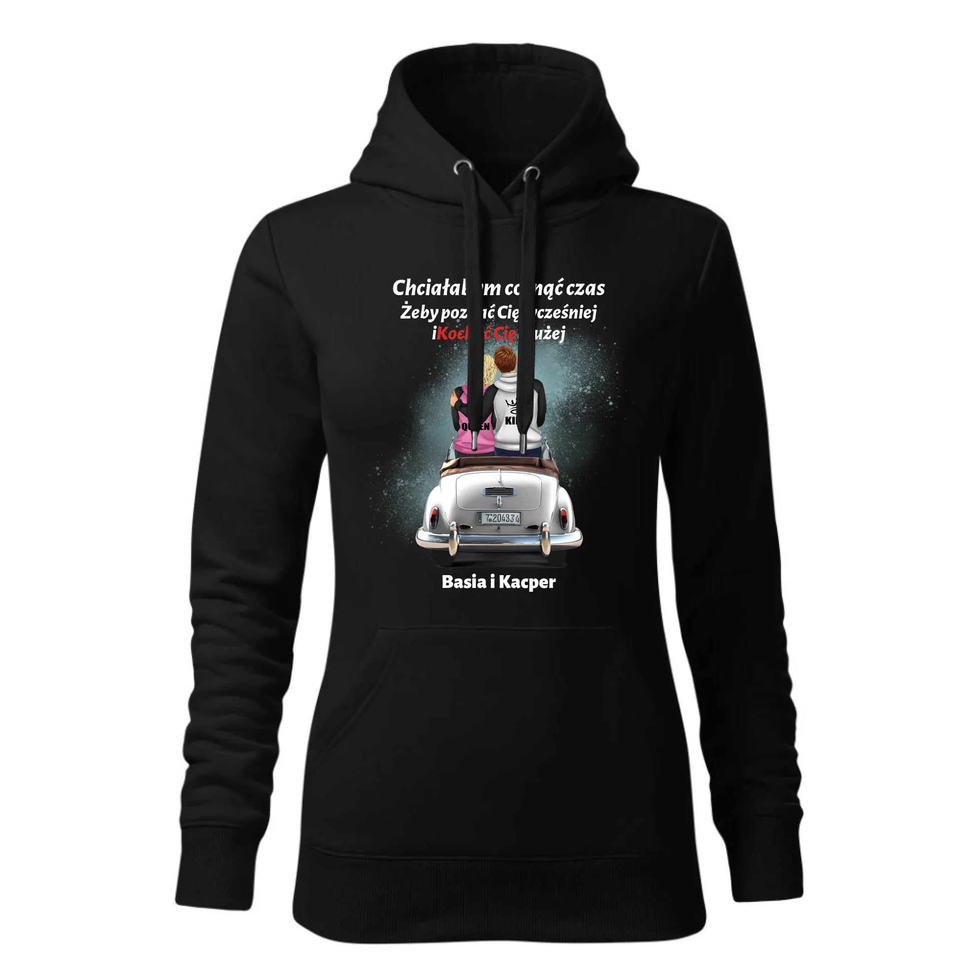 Damska bluza z kapturem czarna - hoodie - StoryCups.pl