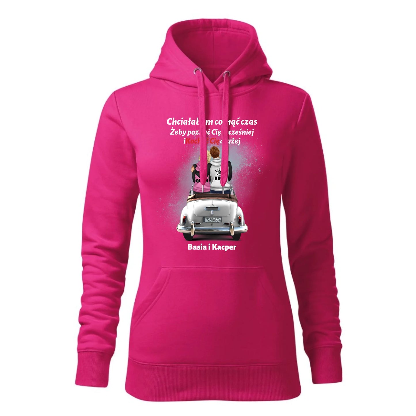 Damska bluza z kapturem różowa - hoodie - StoryCups.pl