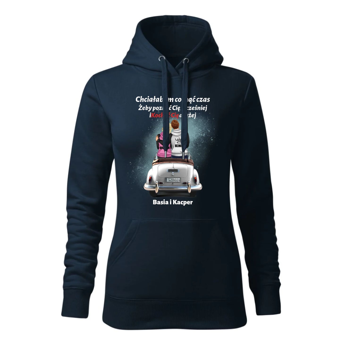 Damska bluza z kapturem granatowa - hoodie - StoryCups.pl