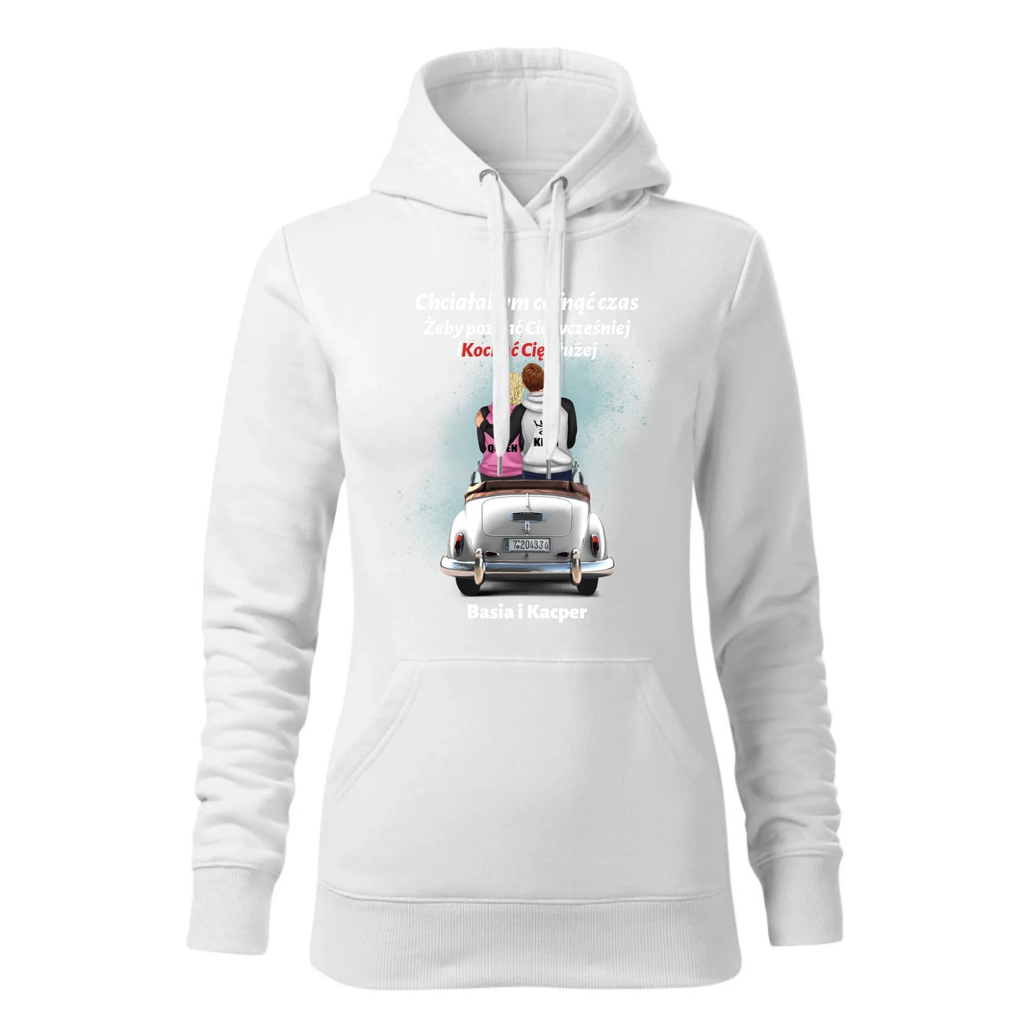 Damska bluza z kapturem biała - hoodie - StoryCups.pl