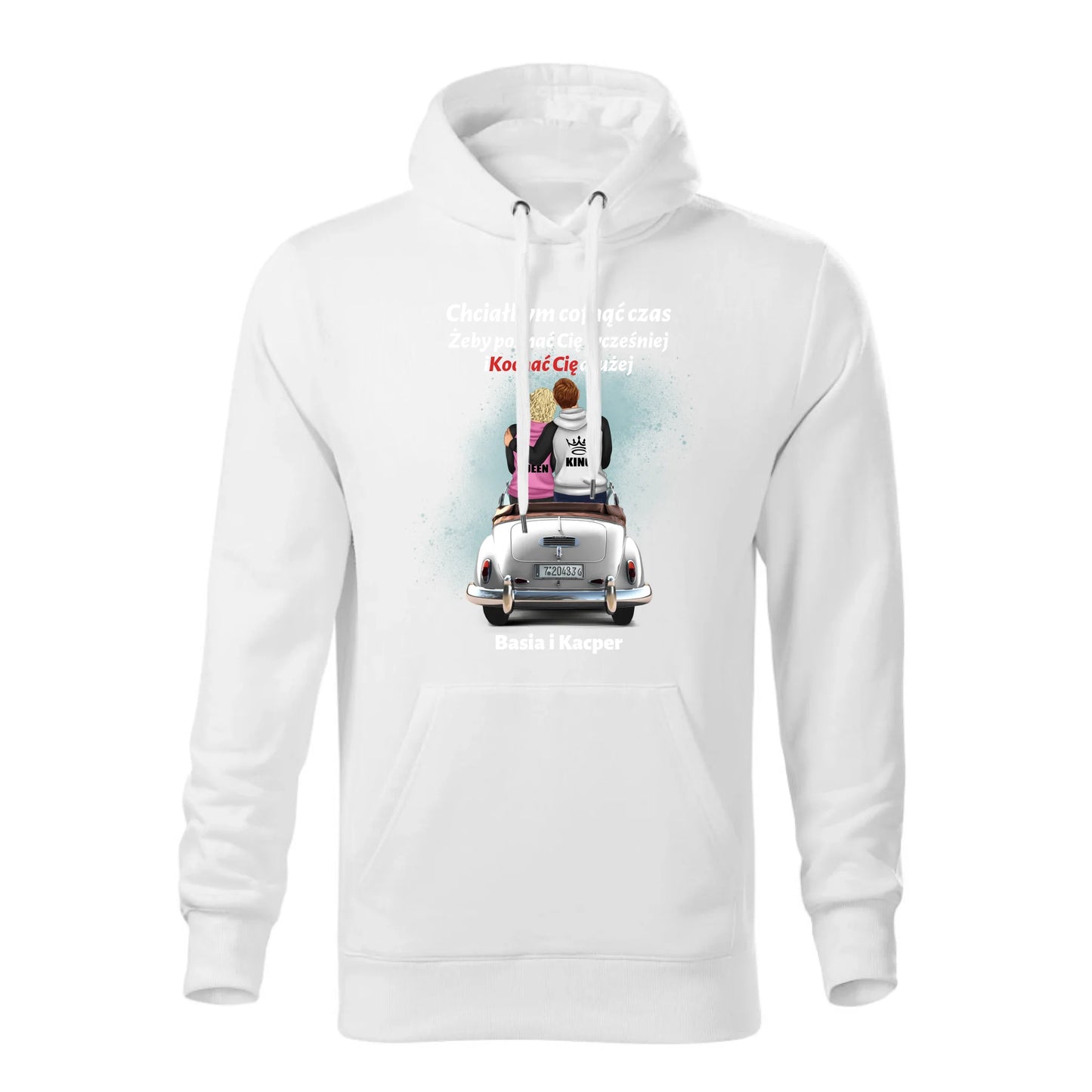 Personalizowana jesienna bluza z kapturem na prezent - biała - nadruk - hoodie