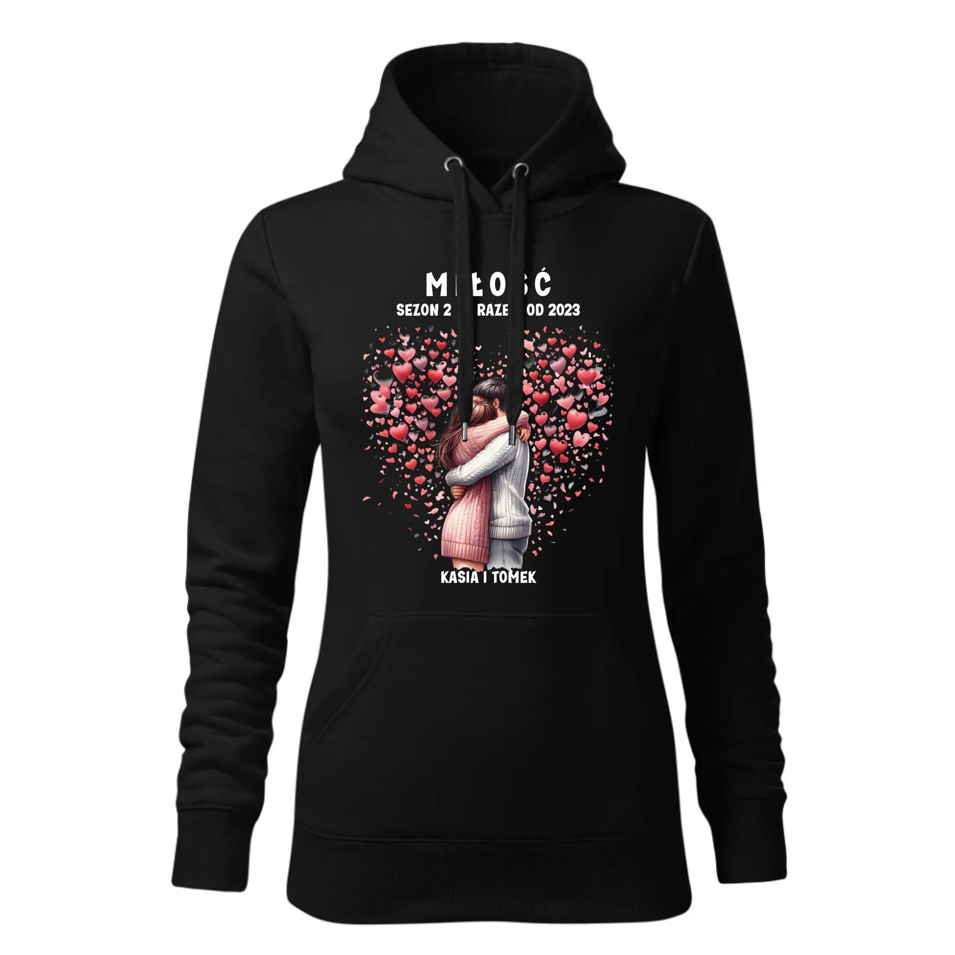 Damska bluza z kapturem czarna - hoodie - StoryCups.pl