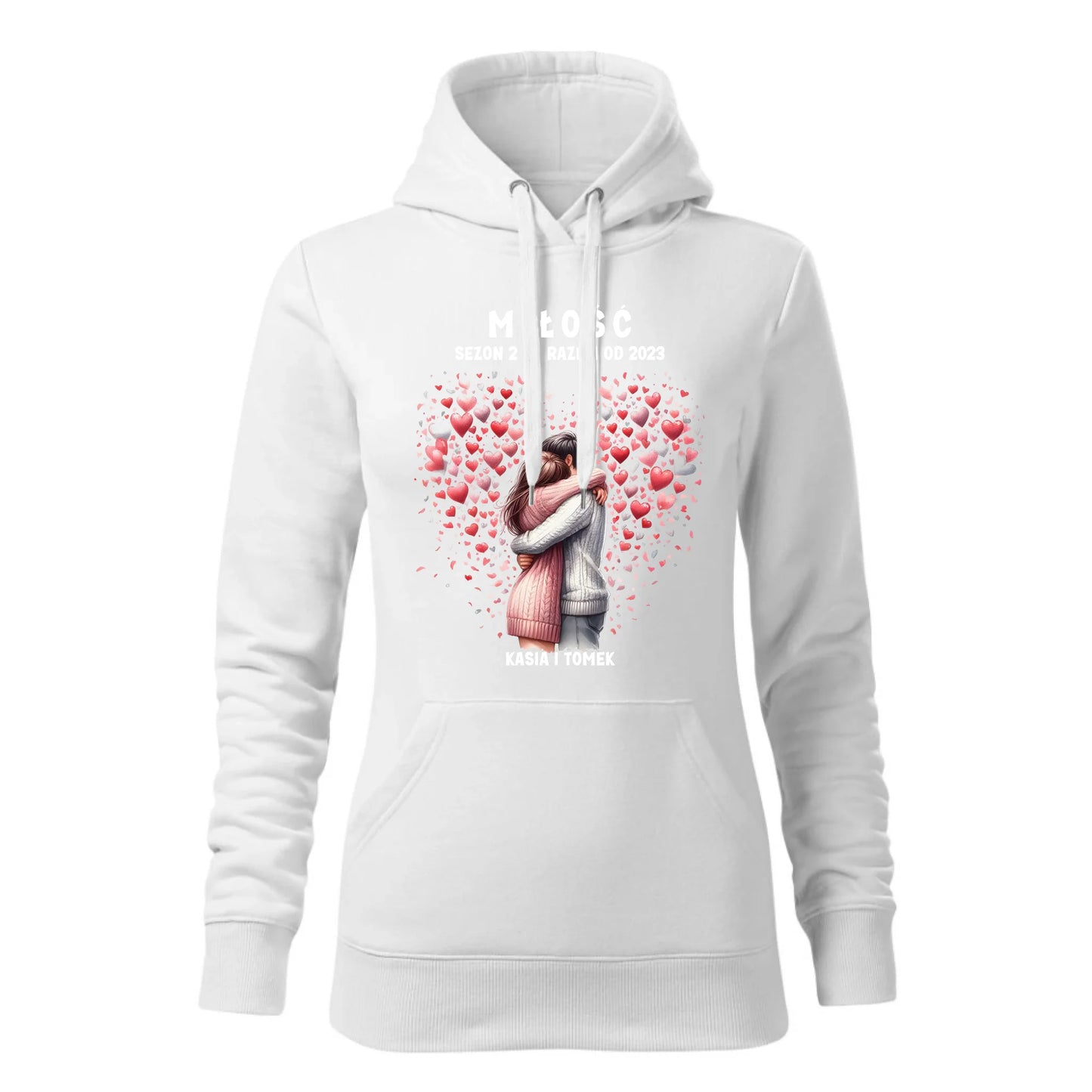 Damska bluza z kapturem biała - hoodie - StoryCups.pl