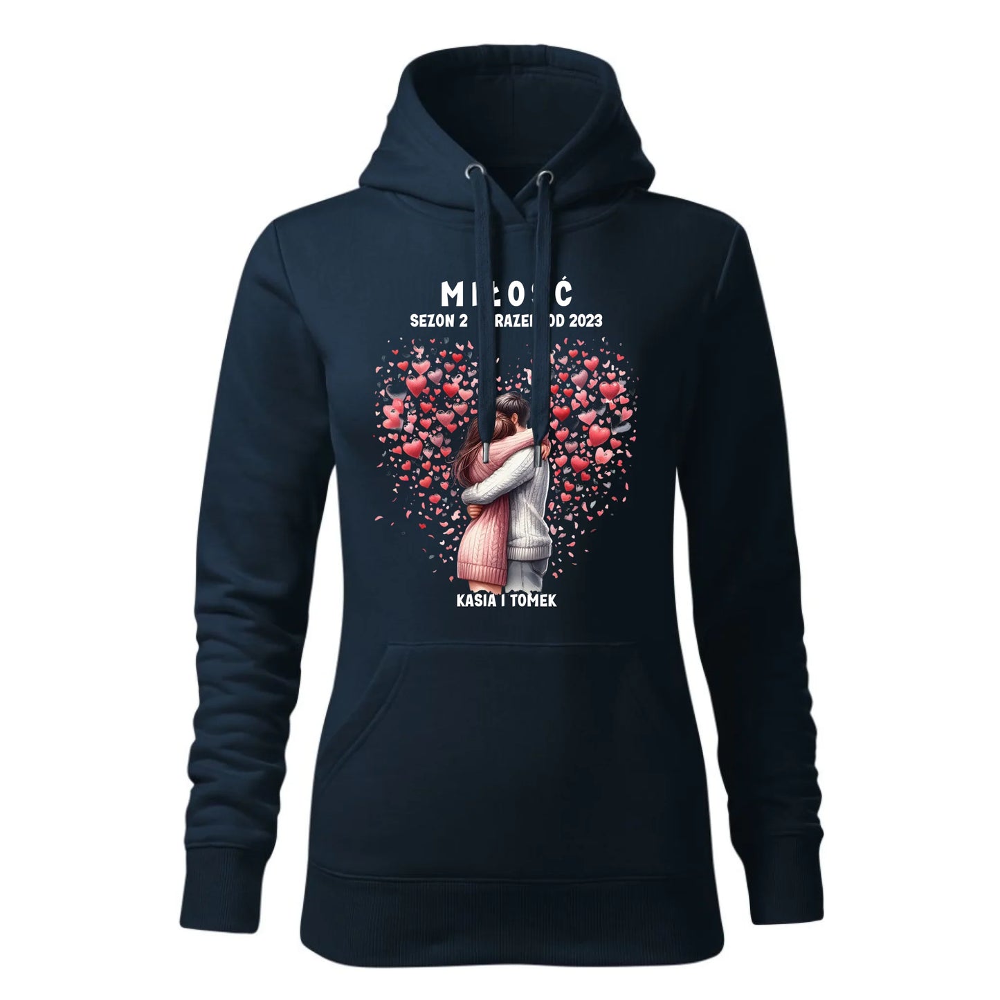 Damska bluza z kapturem granatowa - hoodie - StoryCups.pl