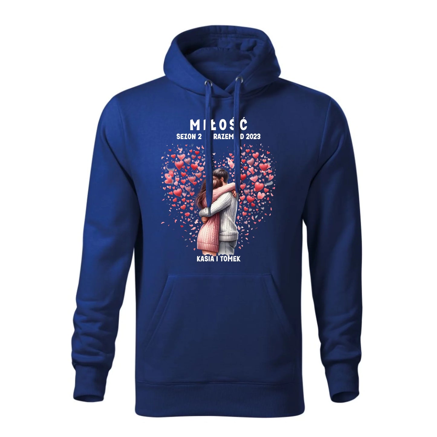 Personalizowana jesienna bluza z kapturem na prezent - niebieska - nadruk - hoodie