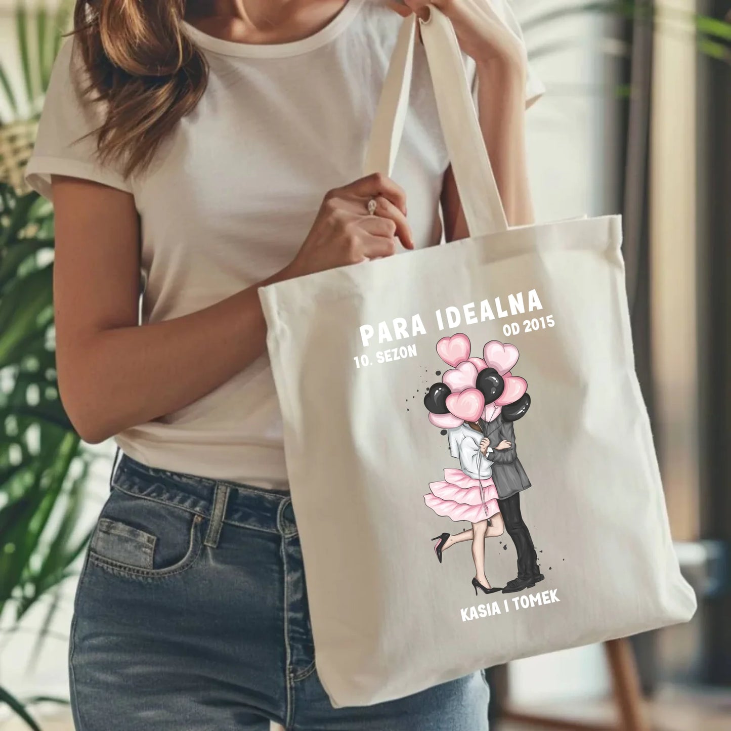 Torba tote bag z nadrukiem na prezent naturalna