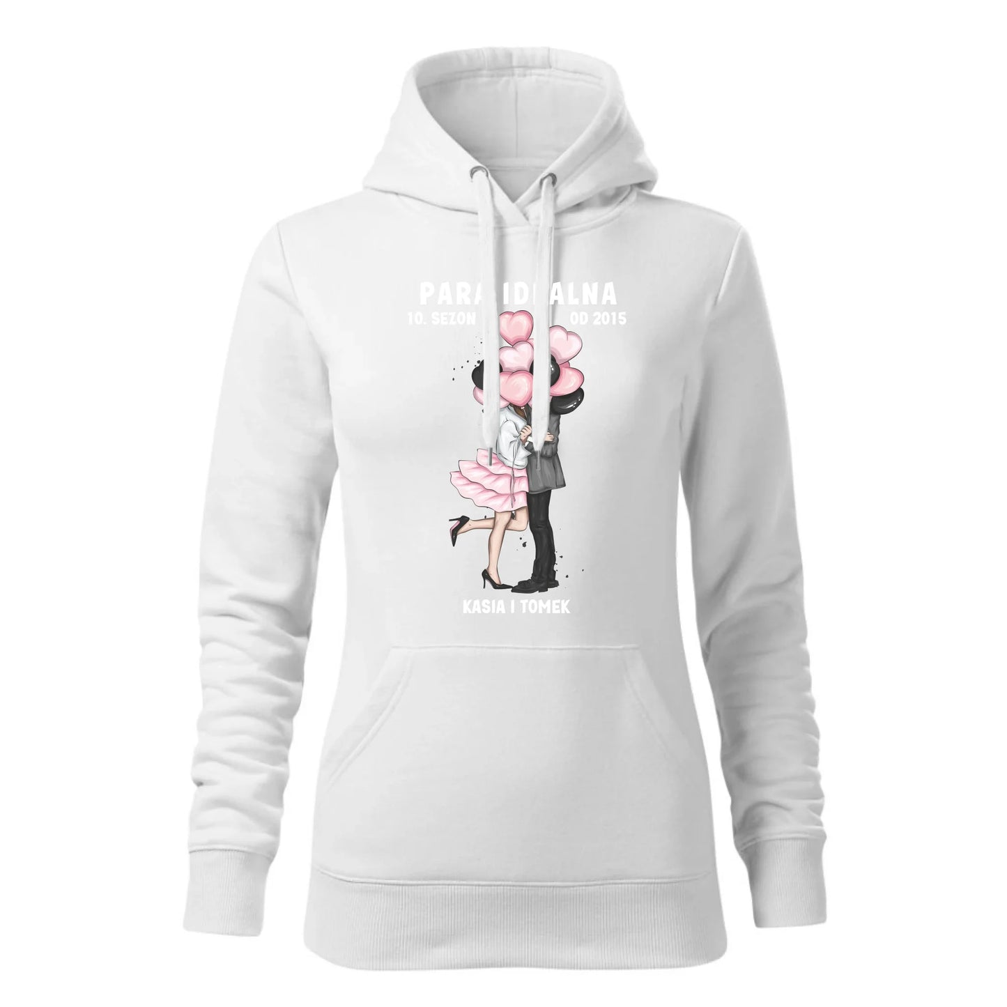 Damska bluza z kapturem biała - hoodie - StoryCups.pl