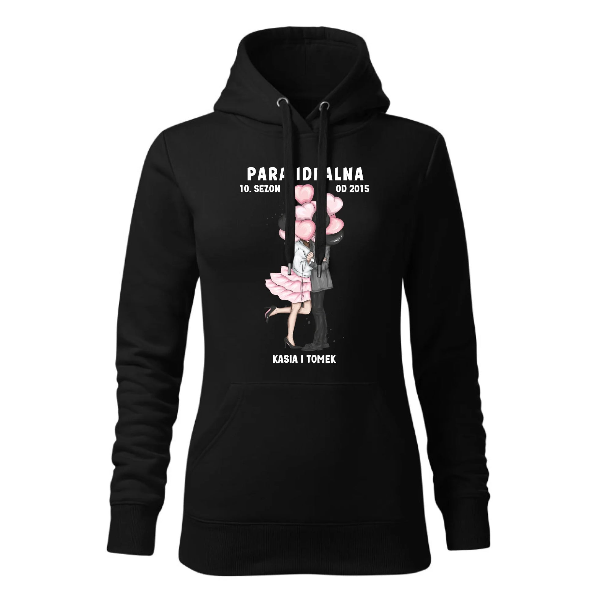 Damska bluza z kapturem czarna - hoodie - StoryCups.pl