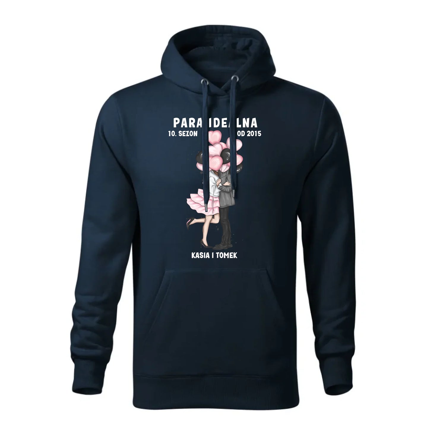 Personalizowana jesienna bluza z kapturem na prezent - granatowa - nadruk - hoodie