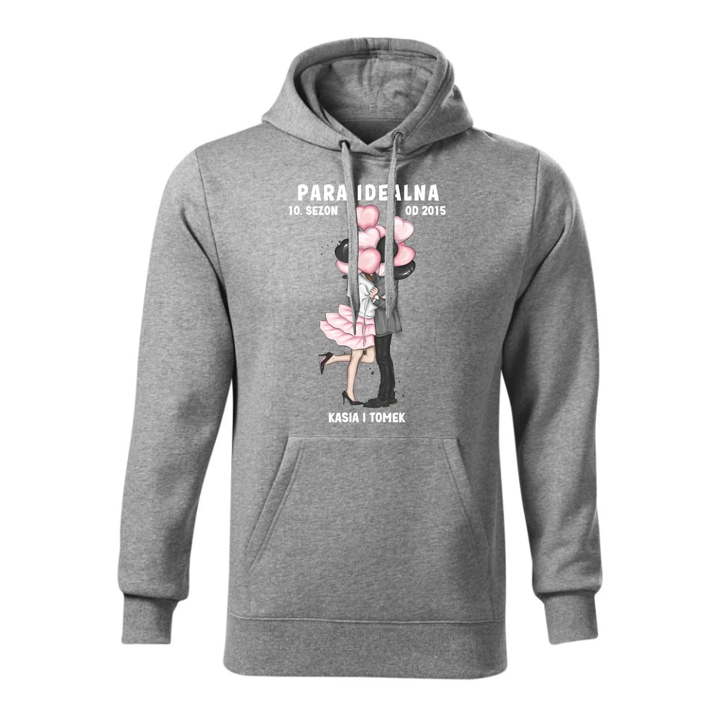 Personalizowana jesienna bluza z kapturem na prezent - szara - nadruk - hoodie