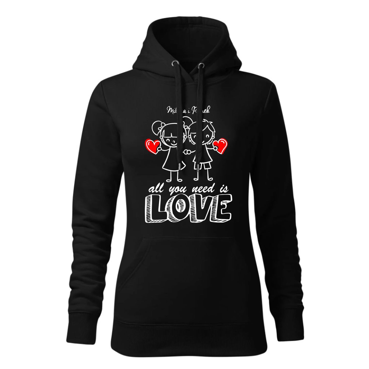 Damska bluza z kapturem czarna - hoodie - StoryCups.pl