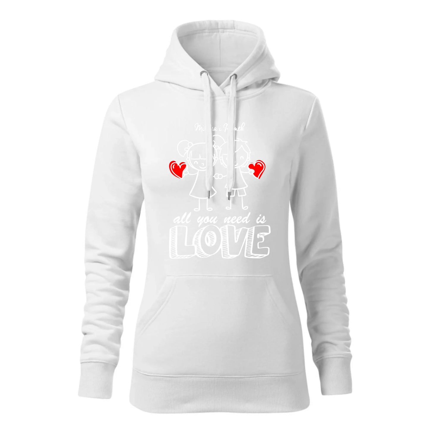 Damska bluza z kapturem biała - hoodie - StoryCups.pl