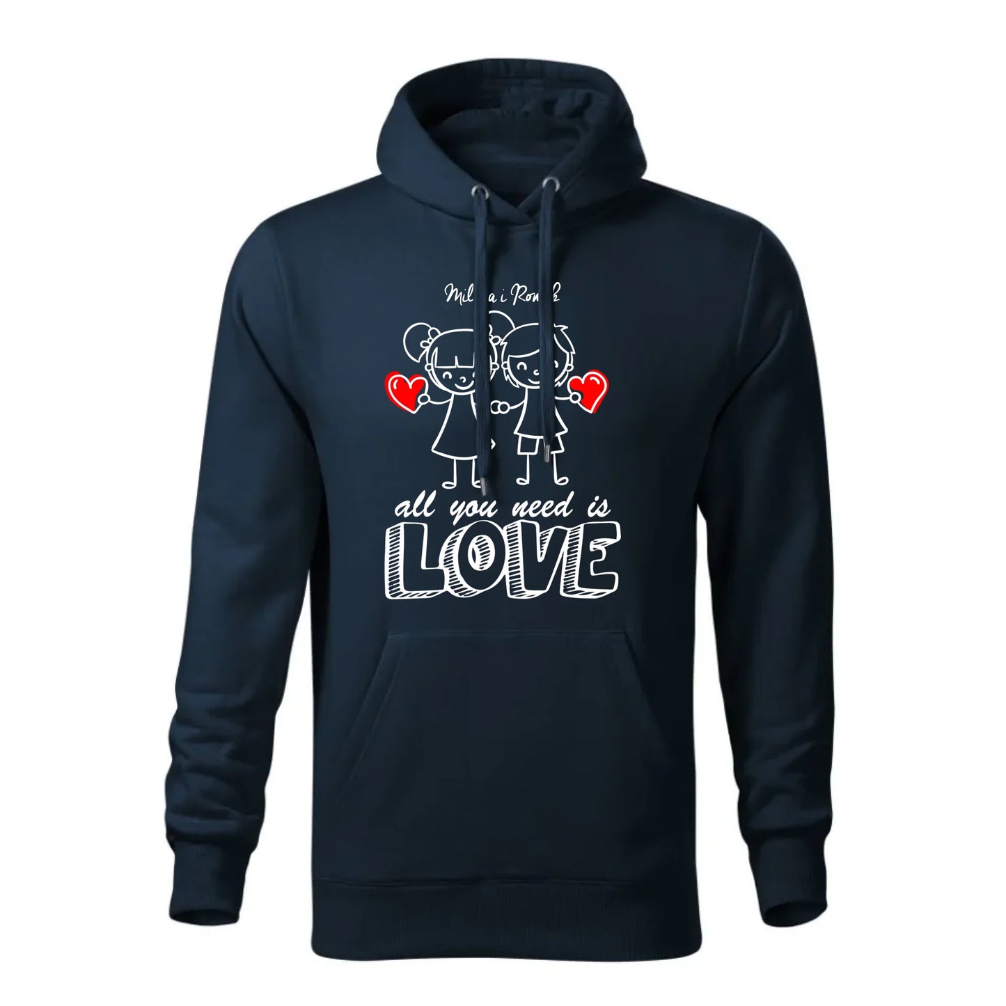 Personalizowana jesienna bluza z kapturem na prezent - granatowa - nadruk - hoodie