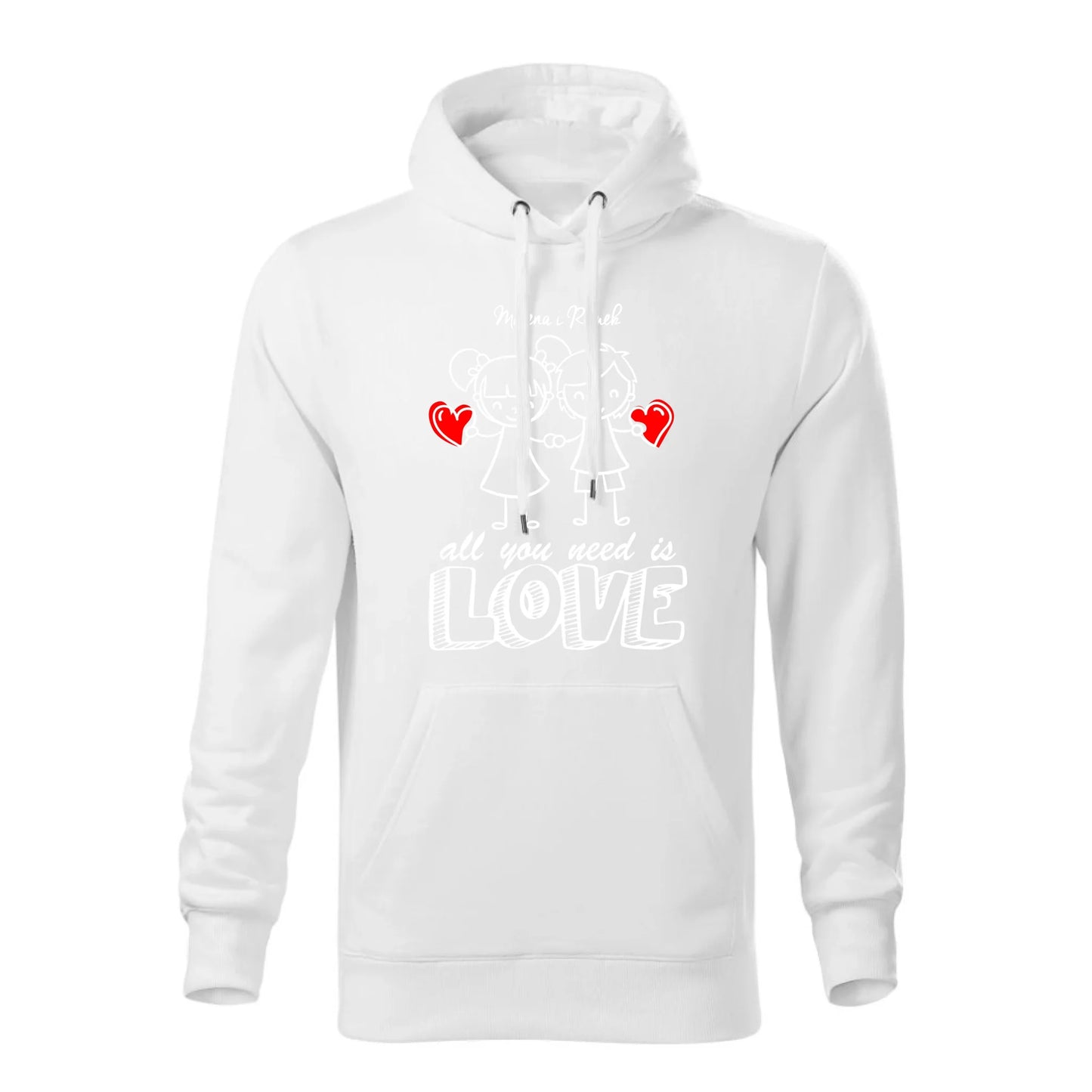 Personalizowana jesienna bluza z kapturem na prezent - biała - nadruk - hoodie